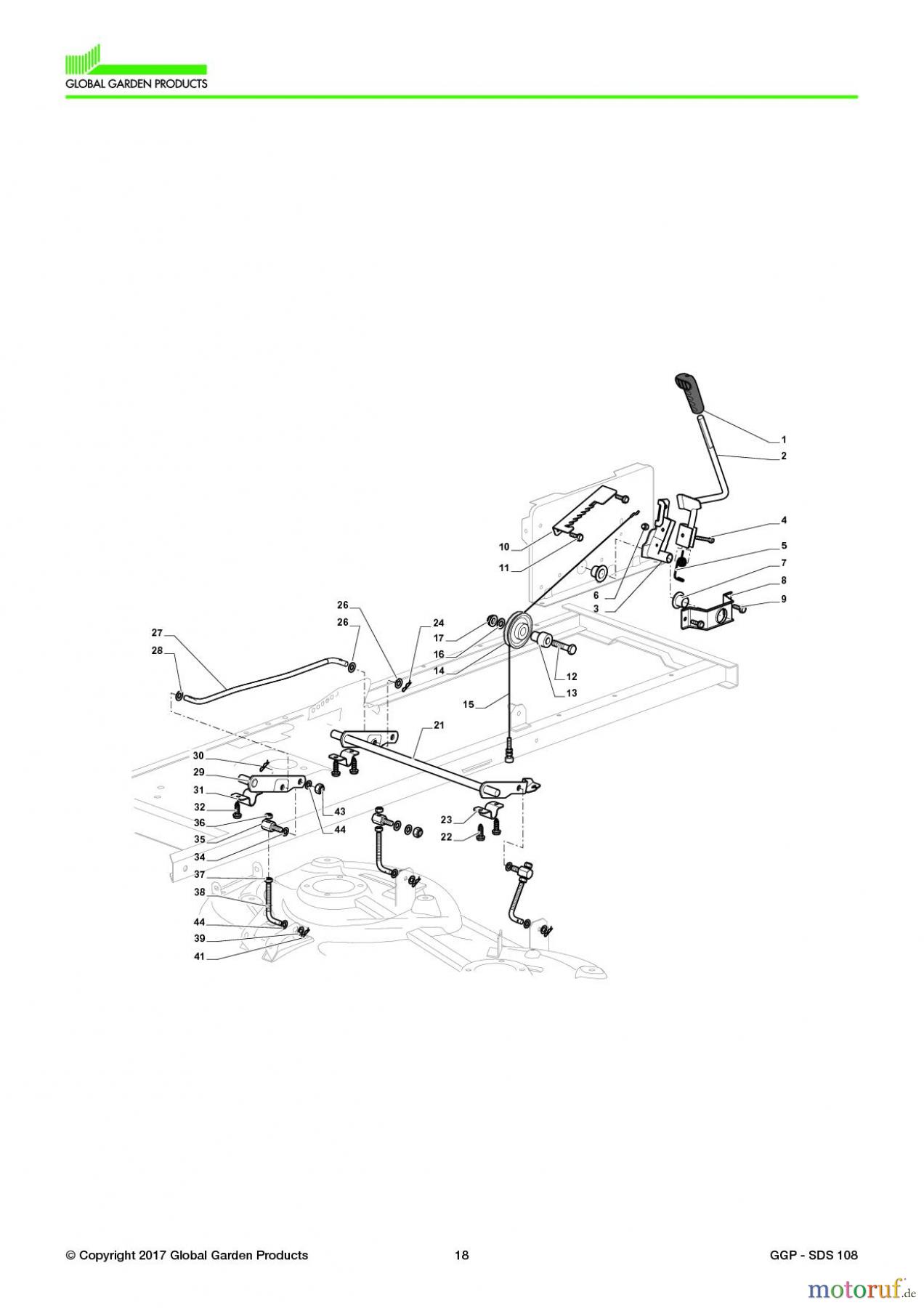  Global Garden Products GGP Aufsitzmäher Seitenauswurf 98-108cm 2017 SDS 108 Cutting Plate Lifting