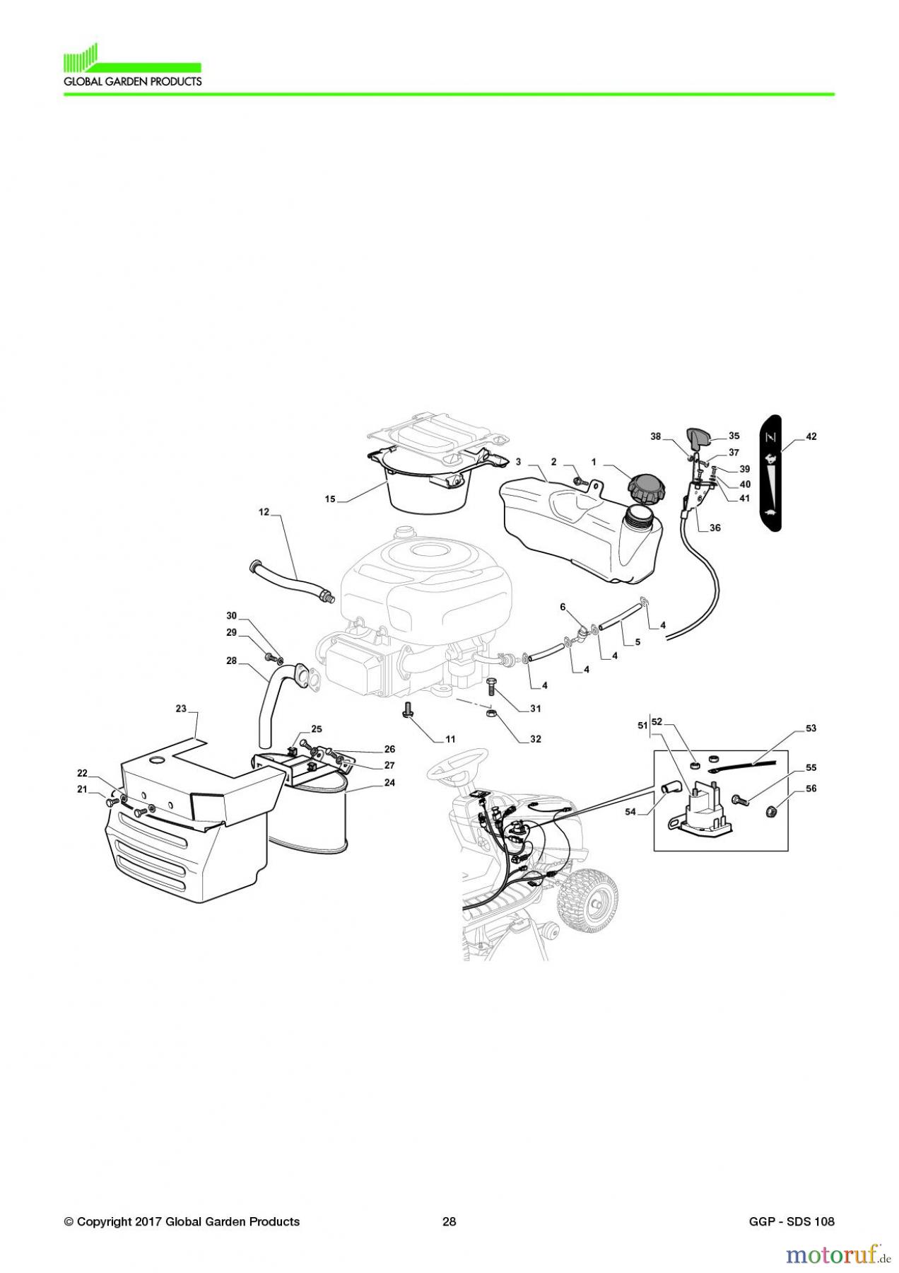  Global Garden Products GGP Aufsitzmäher Seitenauswurf 98-108cm 2017 SDS 108 Engine - B&S 13,5 Hp