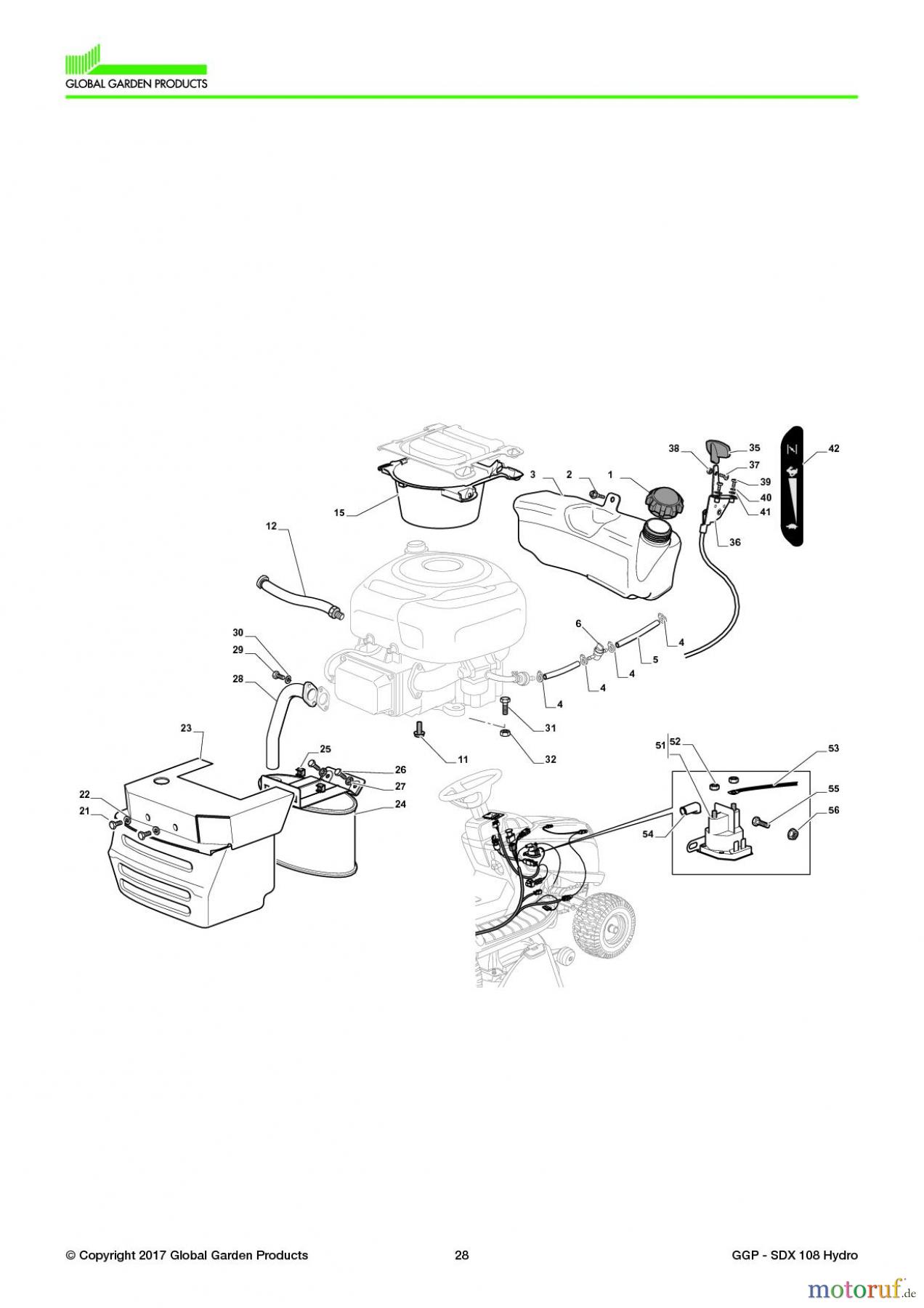  Global Garden Products GGP Aufsitzmäher Seitenauswurf 98-108cm 2017 SDX 108 Hydro Engine - B&S 13,5 Hp