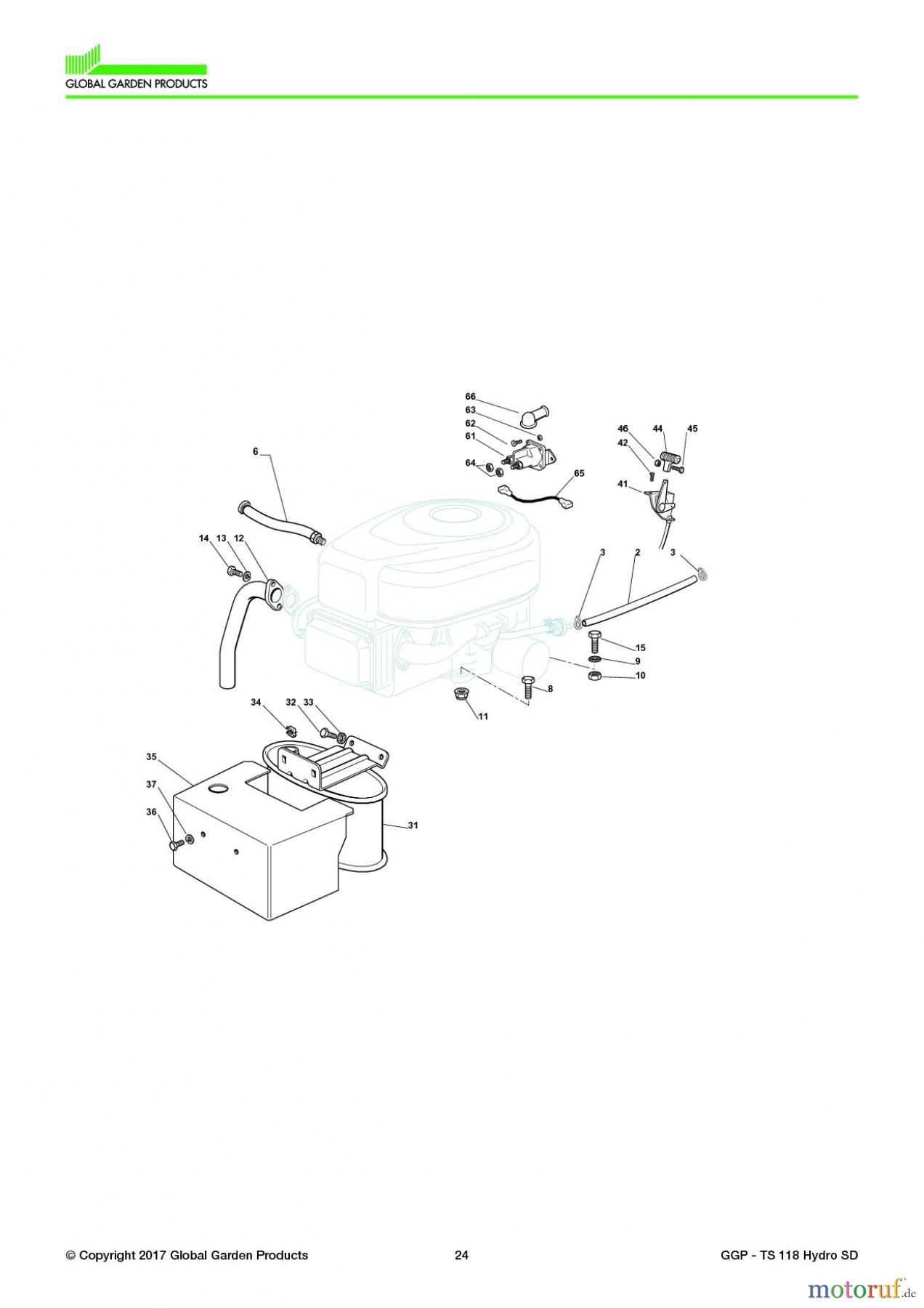  Global Garden Products GGP Aufsitzmäher Seitenauswurf 108-118cm 2017 TS 118 Hydro SD Engine - B&S 15,5-18,5 Hp