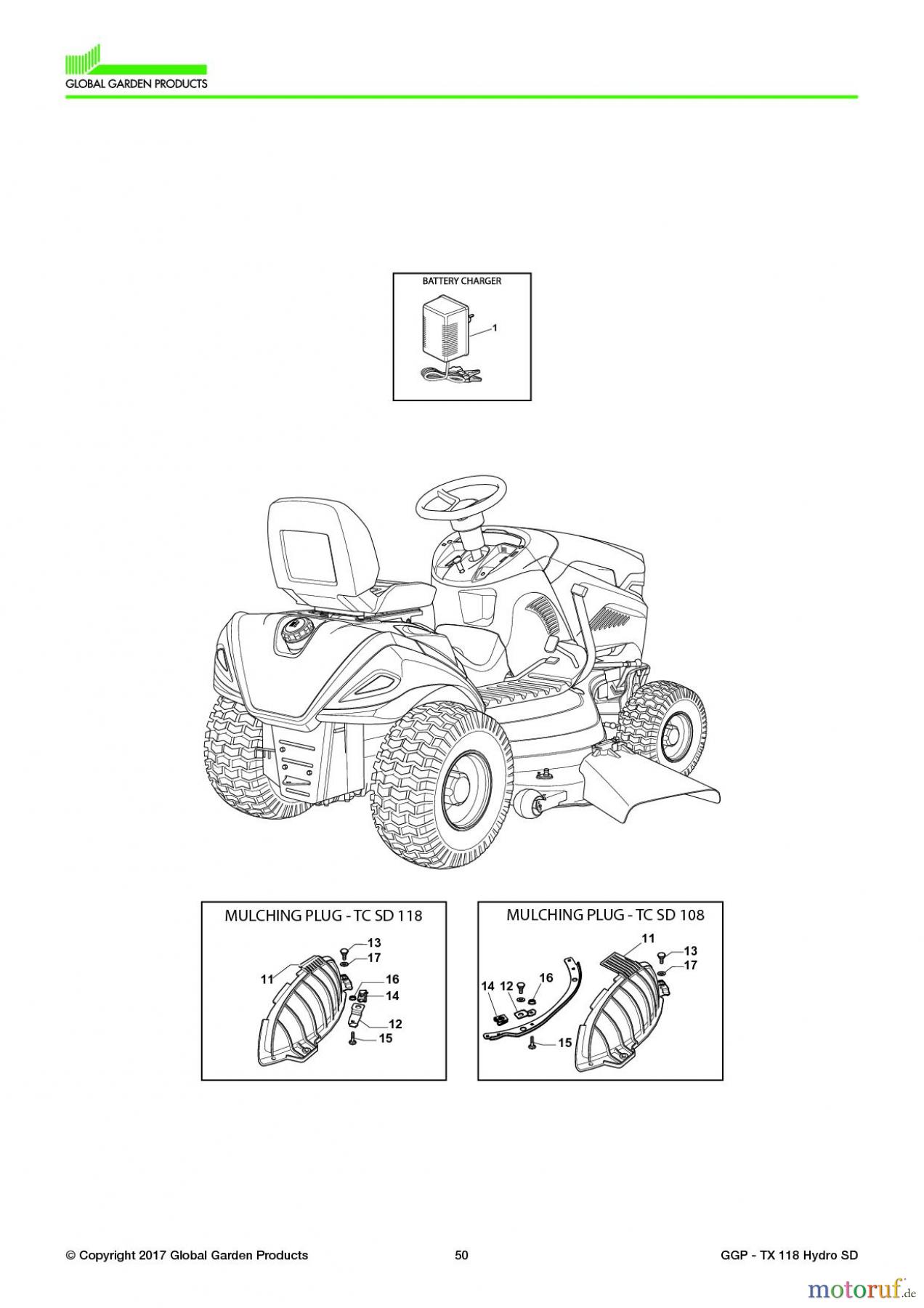  Global Garden Products GGP Aufsitzmäher Seitenauswurf 108-118cm 2017 TX 118 Hydro SD Optionals On Request