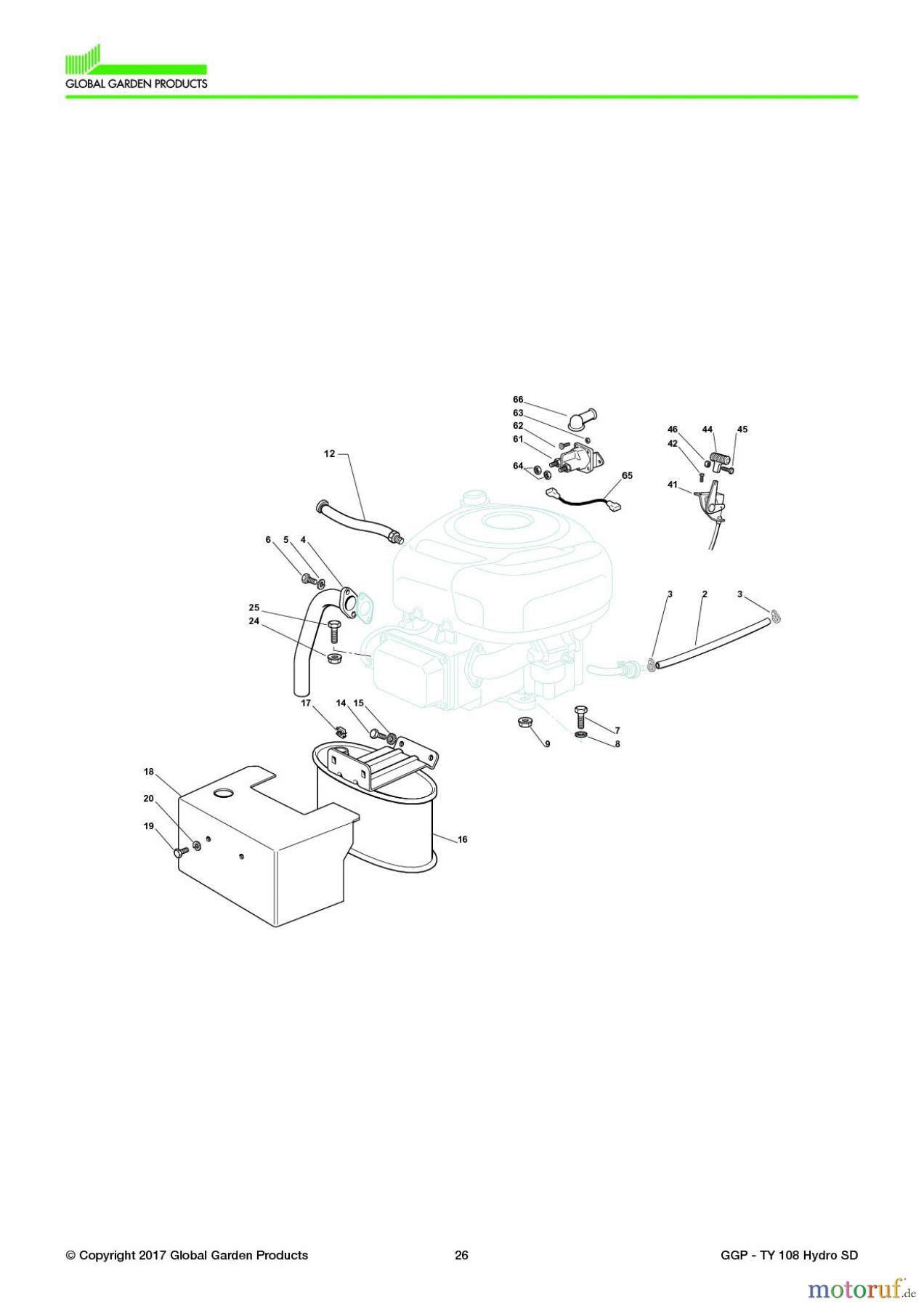  Global Garden Products GGP Aufsitzmäher Seitenauswurf 108-118cm 2017 TY 108 Hydro SD Engine - B&S 10.5 - 11.5 - 12.5 - 13.5 Hp