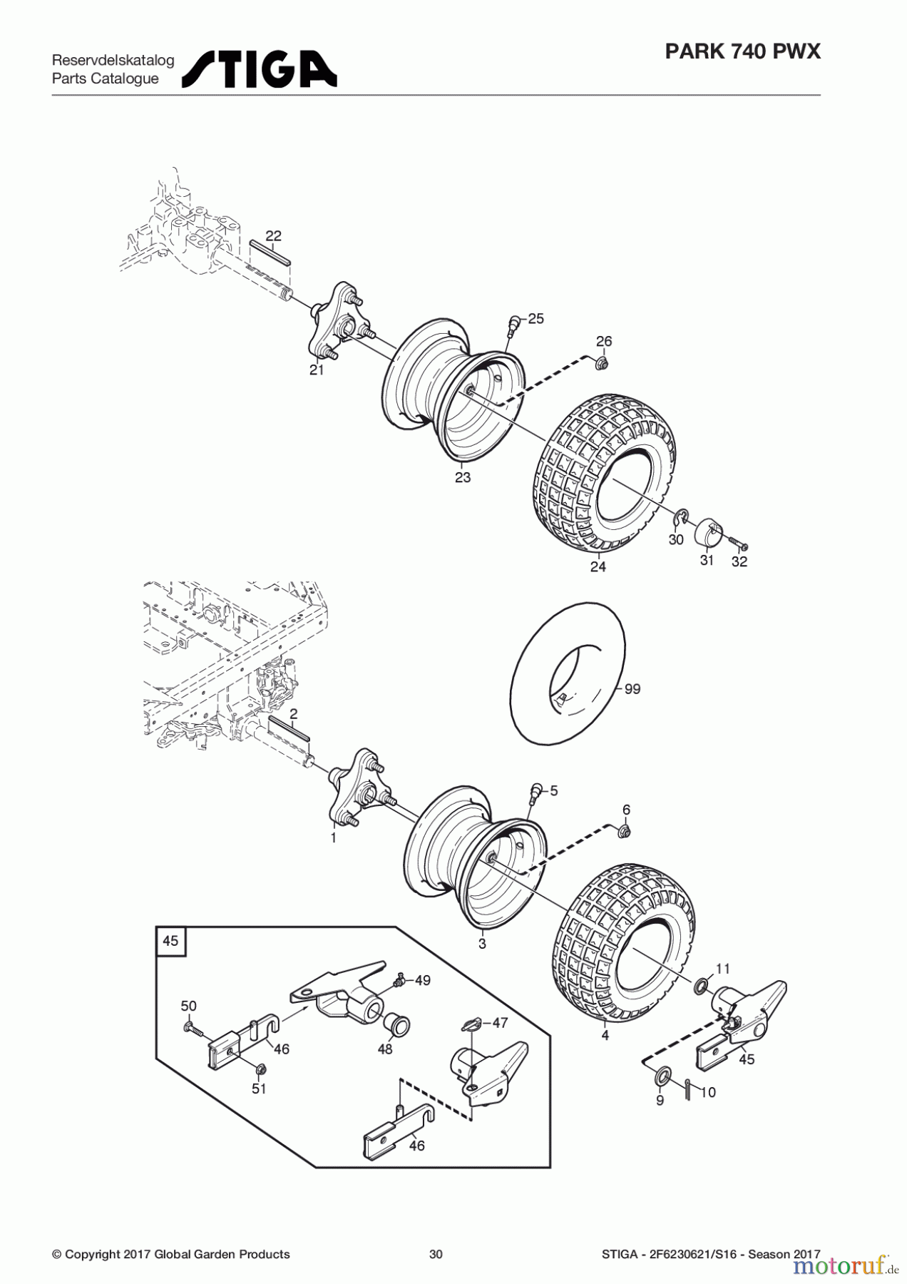  Stiga Frontmäher Baujahr 2017 Park Consumer High 2017 Park 740 PWX 2F6230621/S16 - Season 2017 Wheels