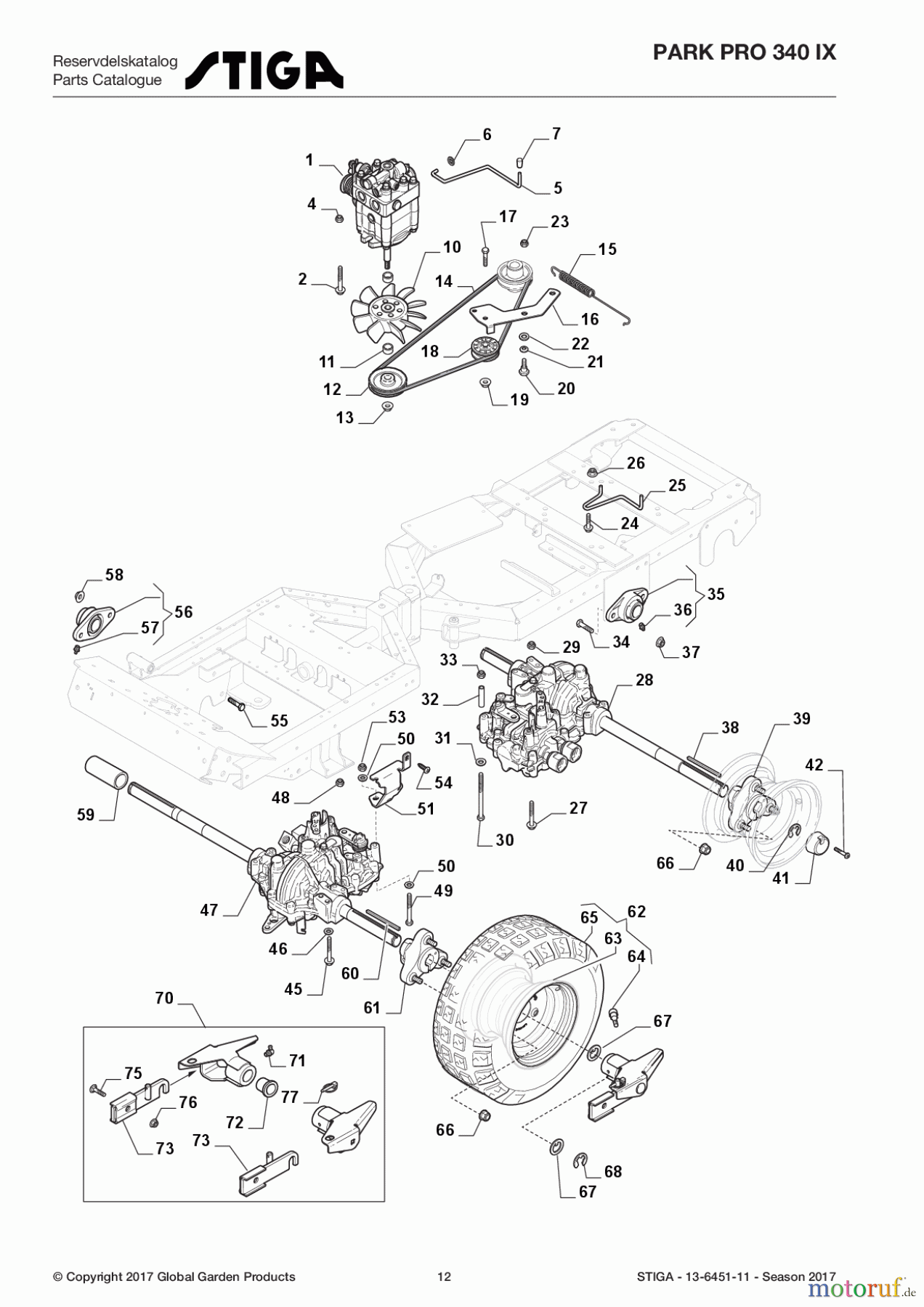  Stiga Frontmäher Baujahr 2017 Park Pro 2017 Park Pro 340 IX 13-6451-11 - Season 2017 Transmission (Mechanical Parts)