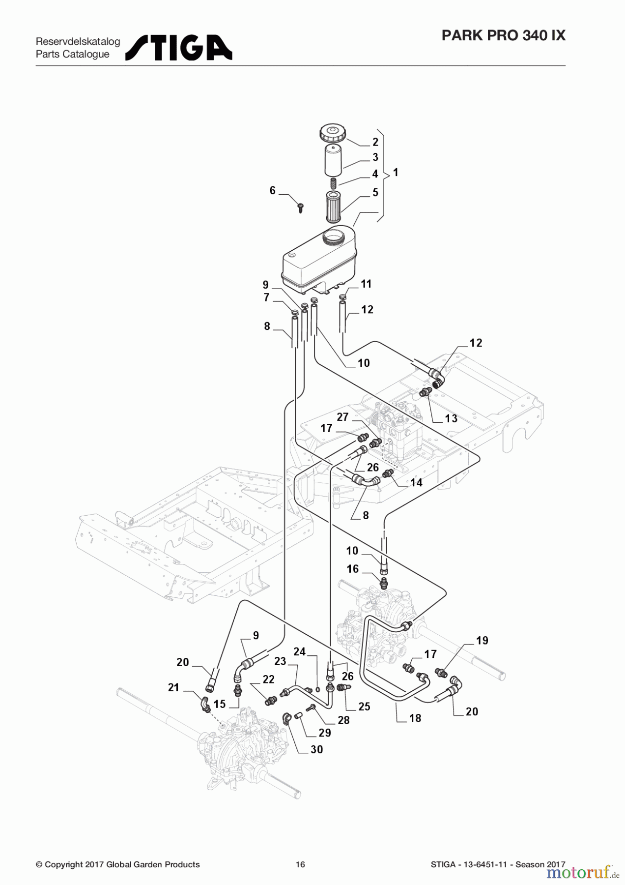  Stiga Frontmäher Baujahr 2017 Park Pro 2017 Park Pro 340 IX 13-6451-11 - Season 2017 Transmission (Hydraulic Parts)