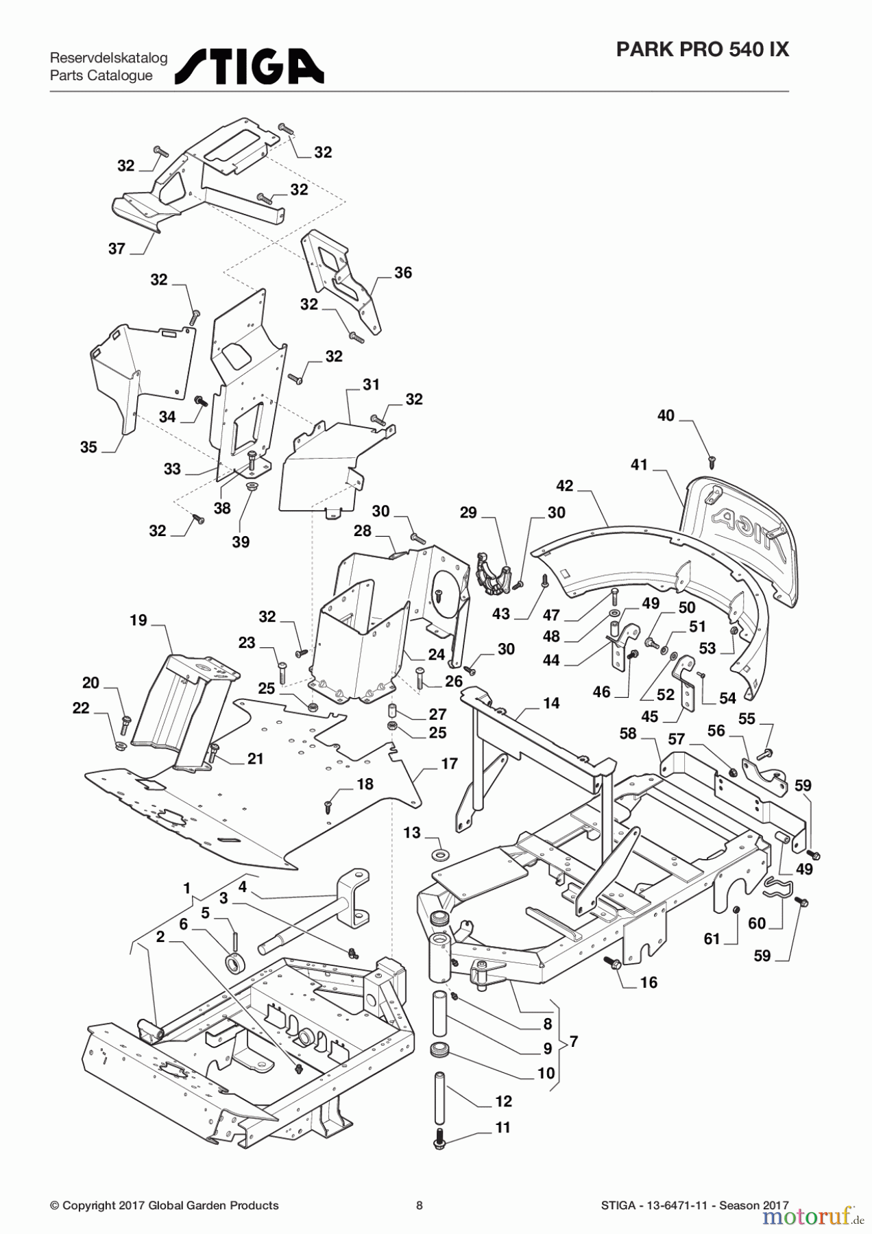  Stiga Frontmäher Grundgerät Park Pro 2017 Park Pro 540 IX 13-6471-11 - Season 2017 Frame