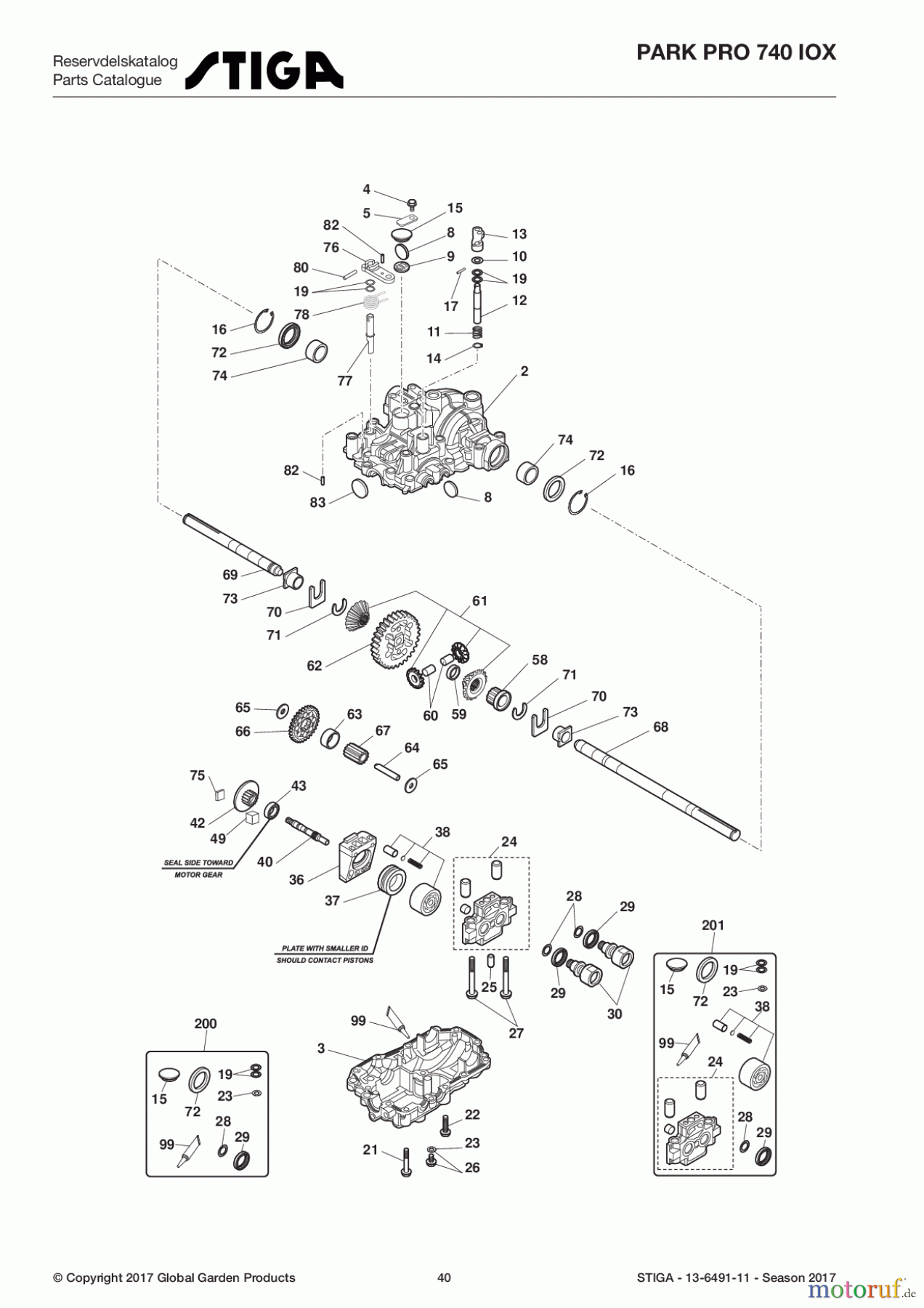  Stiga Frontmäher Baujahr 2017 Park Pro 2017 Park Pro 740 IOX 13-6491-11 - Season 2017 Transmission