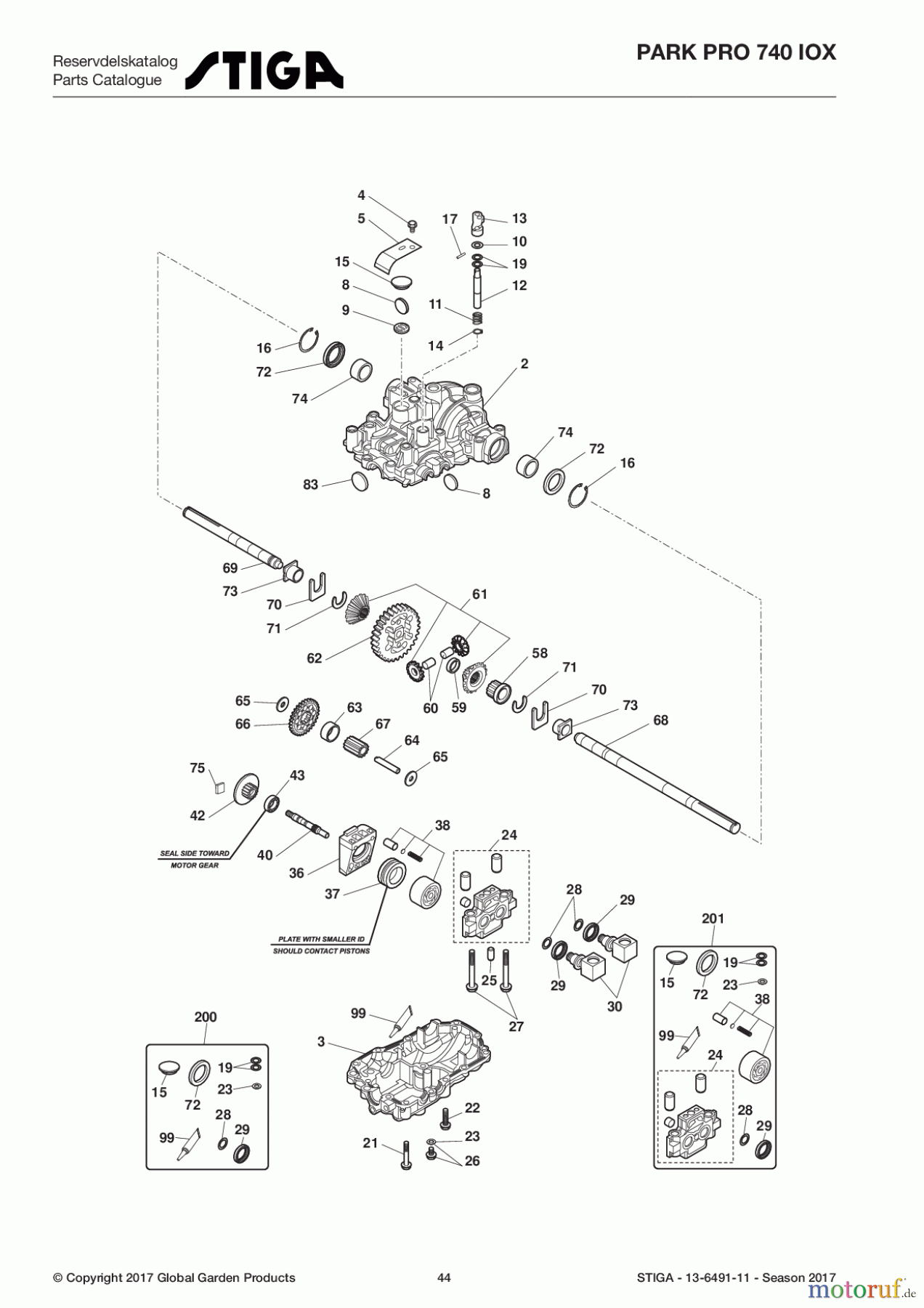  Stiga Frontmäher Baujahr 2017 Park Pro 2017 Park Pro 740 IOX 13-6491-11 - Season 2017 Transmission