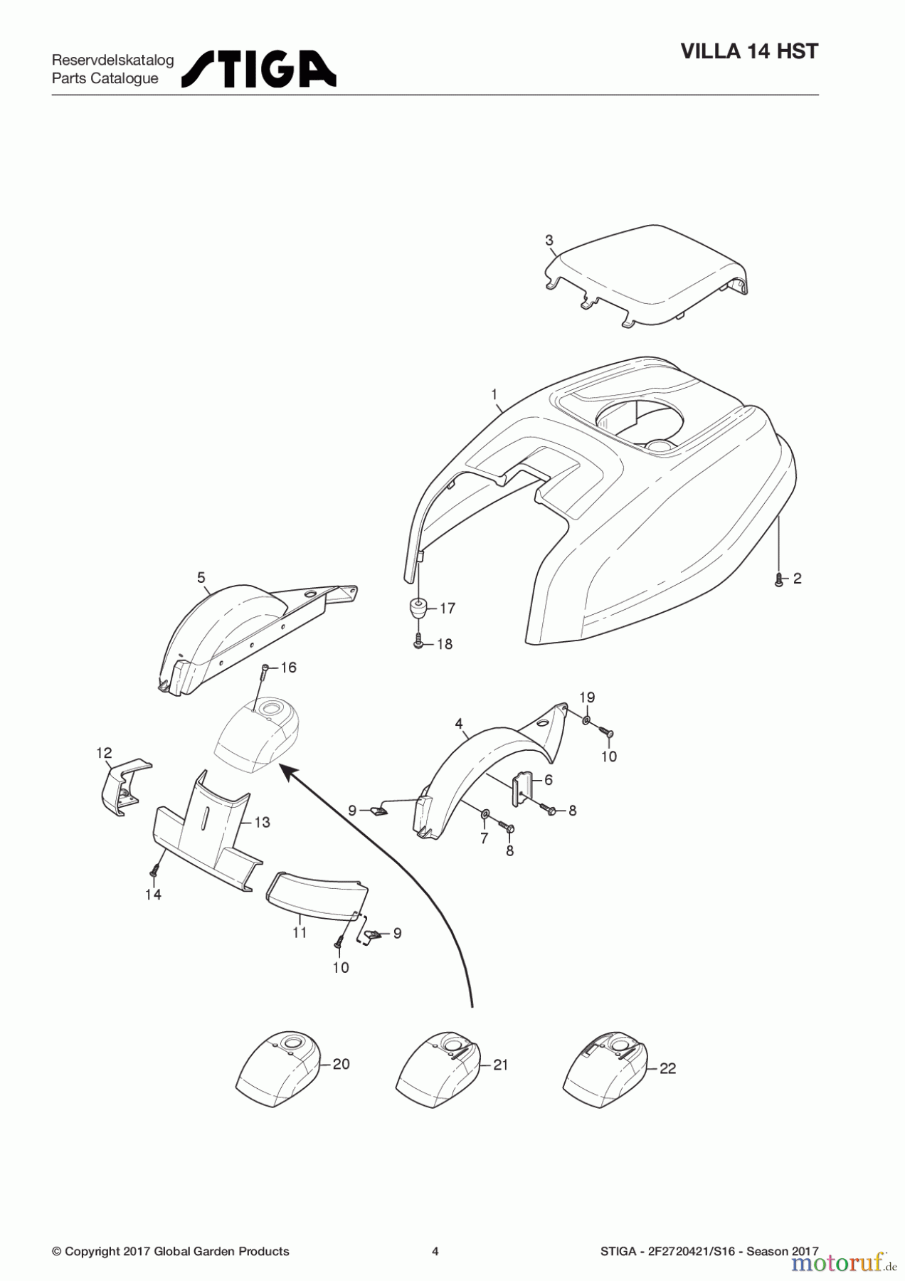  Stiga Frontmäher Baujahr 2017 Villa - Ready 2017 Villa 14 HST 2F2720421/S16 - Season 2017 Body Work