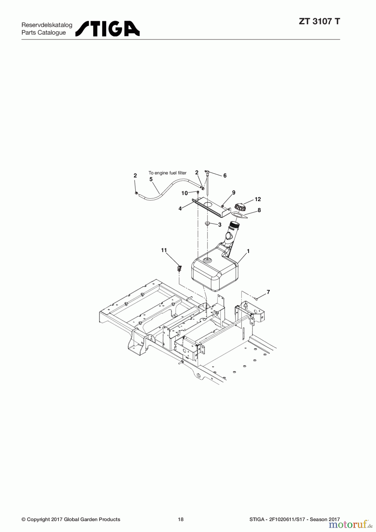  Stiga Frontmäher Zero Turn Mowers 2017 ZT 3107 T 2F1020611/S17 - Season 2017 Fuel Tank