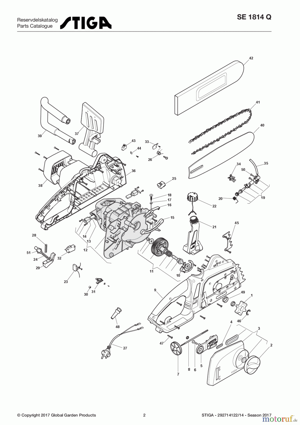  Stiga Kettensägen Elektro 2017 SE 1814 Q 292714122/14 - Season 2017