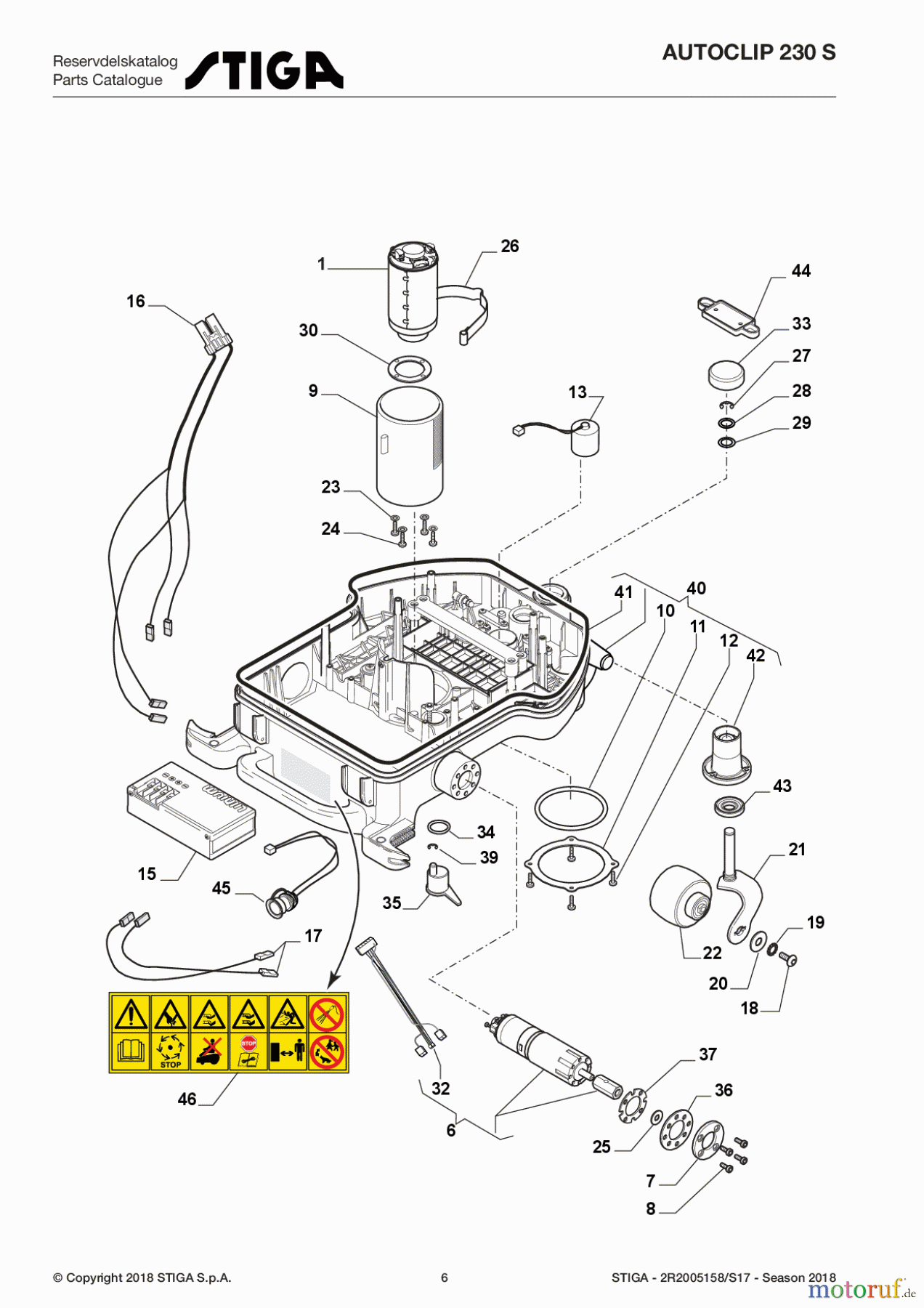  Stiga Mähroboter Baujahr 2017 Autoclip 200 2017 Autoclip 230 S 2R2005158/S17 - Season 2018 Motor, Transmission