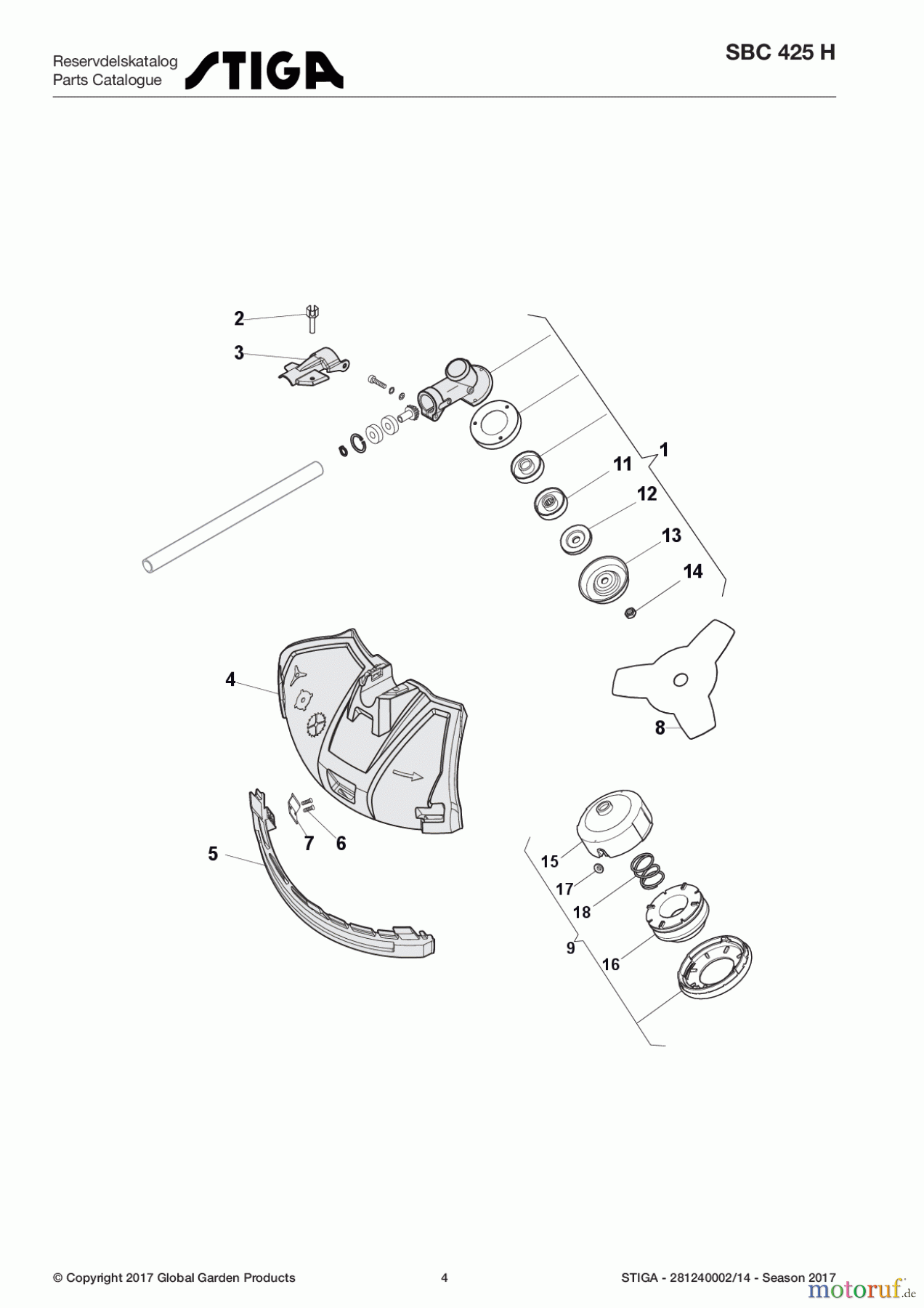  Stiga Motorsensen, Trimmer Baujahr 2017 Benzin 2017 SBC 425 H 281240002/14 - Season 2017 Gear case