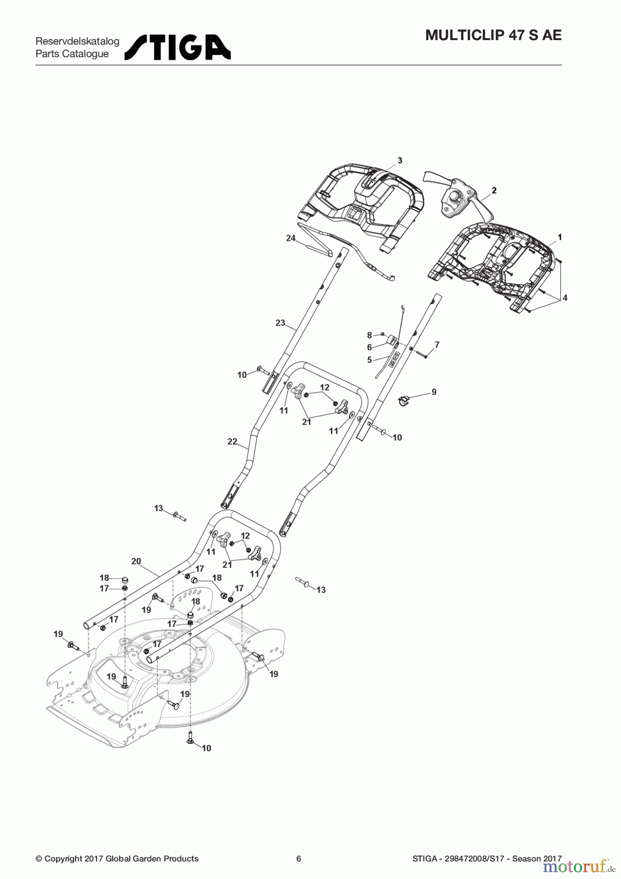  Stiga Rasenmäher Akku 2017 MULTICLIP 47 S AE 298472008/S17 - Season 2017 Handle