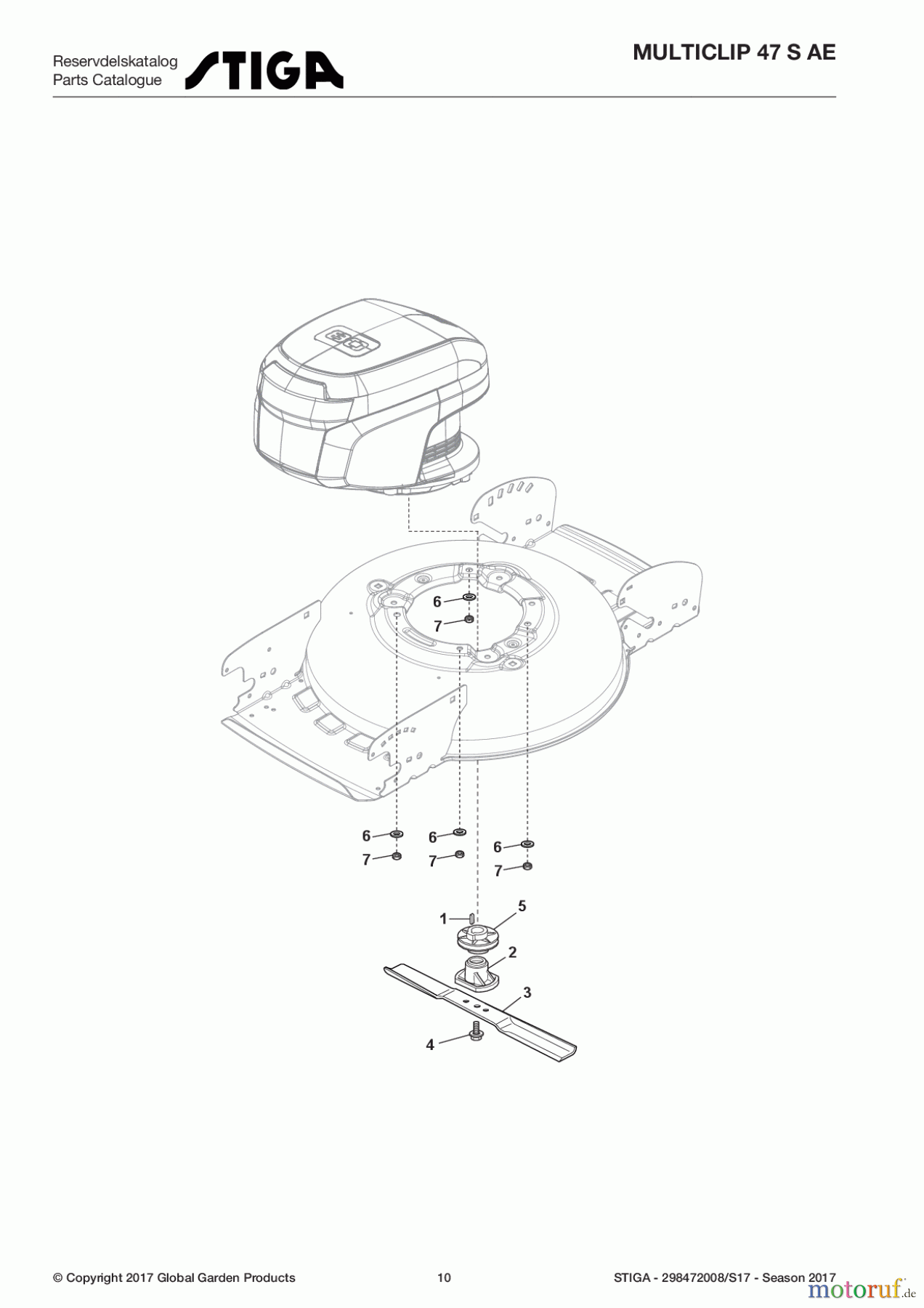  Stiga Rasenmäher Baujahr 2017 Akku 2017 MULTICLIP 47 S AE 298472008/S17 - Season 2017 Blade