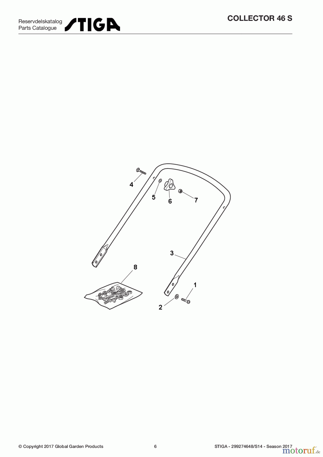  Stiga Rasenmäher Baujahr 2017 Benzin Mit Antrieb 2017 COLLECTOR 46 S 299274648/S14 - Season 2017 Handle, Lower Part