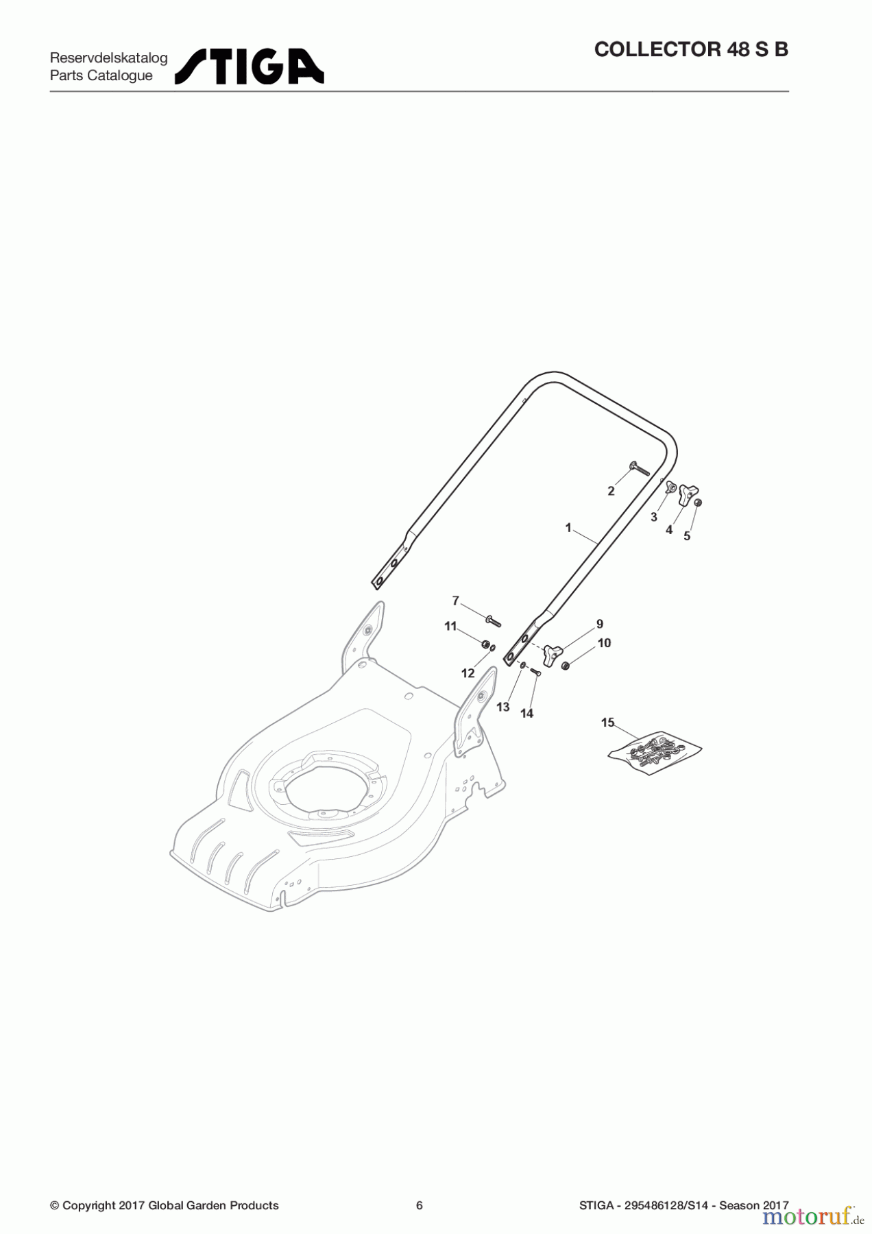  Stiga Rasenmäher Benzin Mit Antrieb 2017 COLLECTOR 48 S B 295486128/S14 - Season 2017 Handle, Lower Part