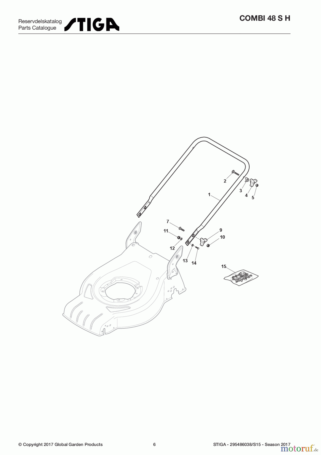  Stiga Rasenmäher Baujahr 2017 Benzin Mit Antrieb 2017 COMBI 48 S H 295486038/S15 - Season 2017 Handle, Lower Part