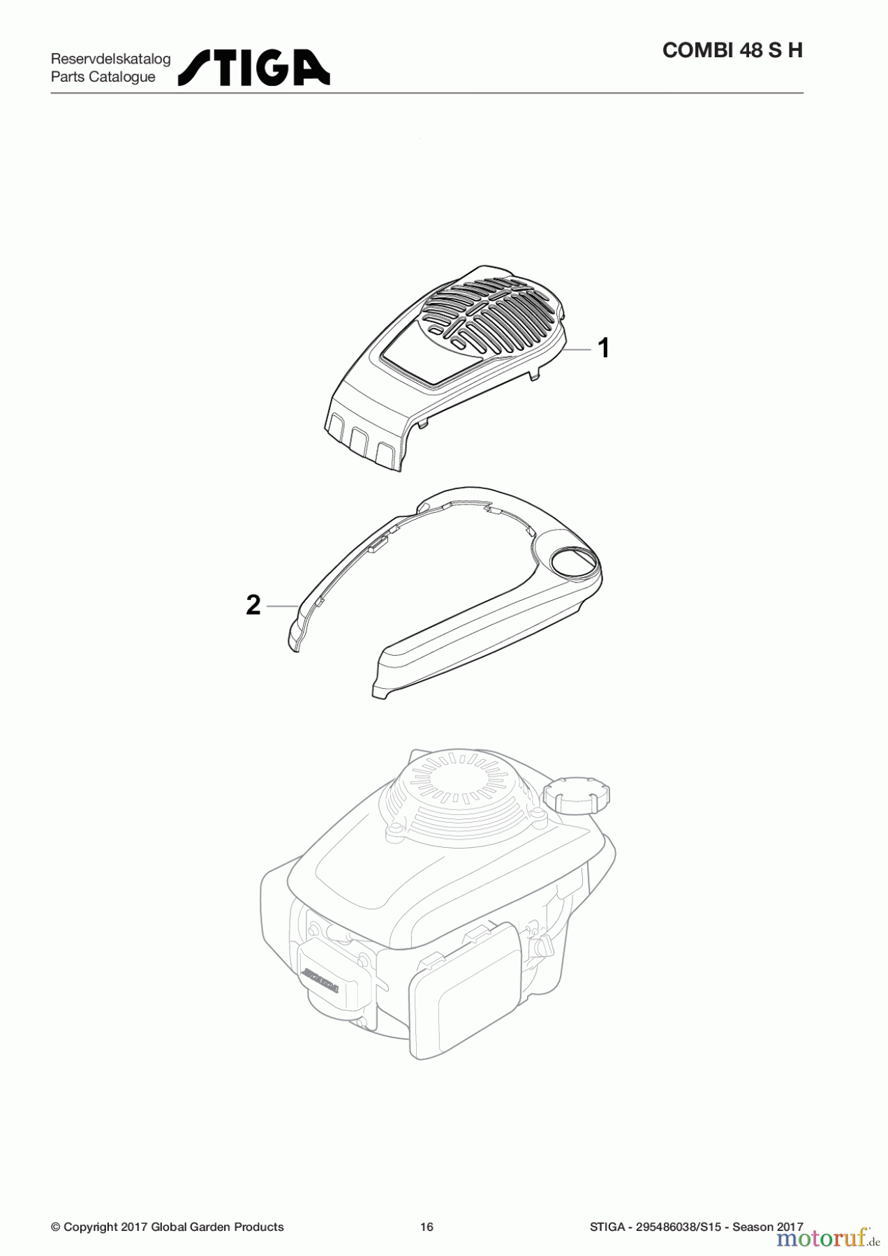  Stiga Rasenmäher Baujahr 2017 Benzin Mit Antrieb 2017 COMBI 48 S H 295486038/S15 - Season 2017 Honda Engine Cover