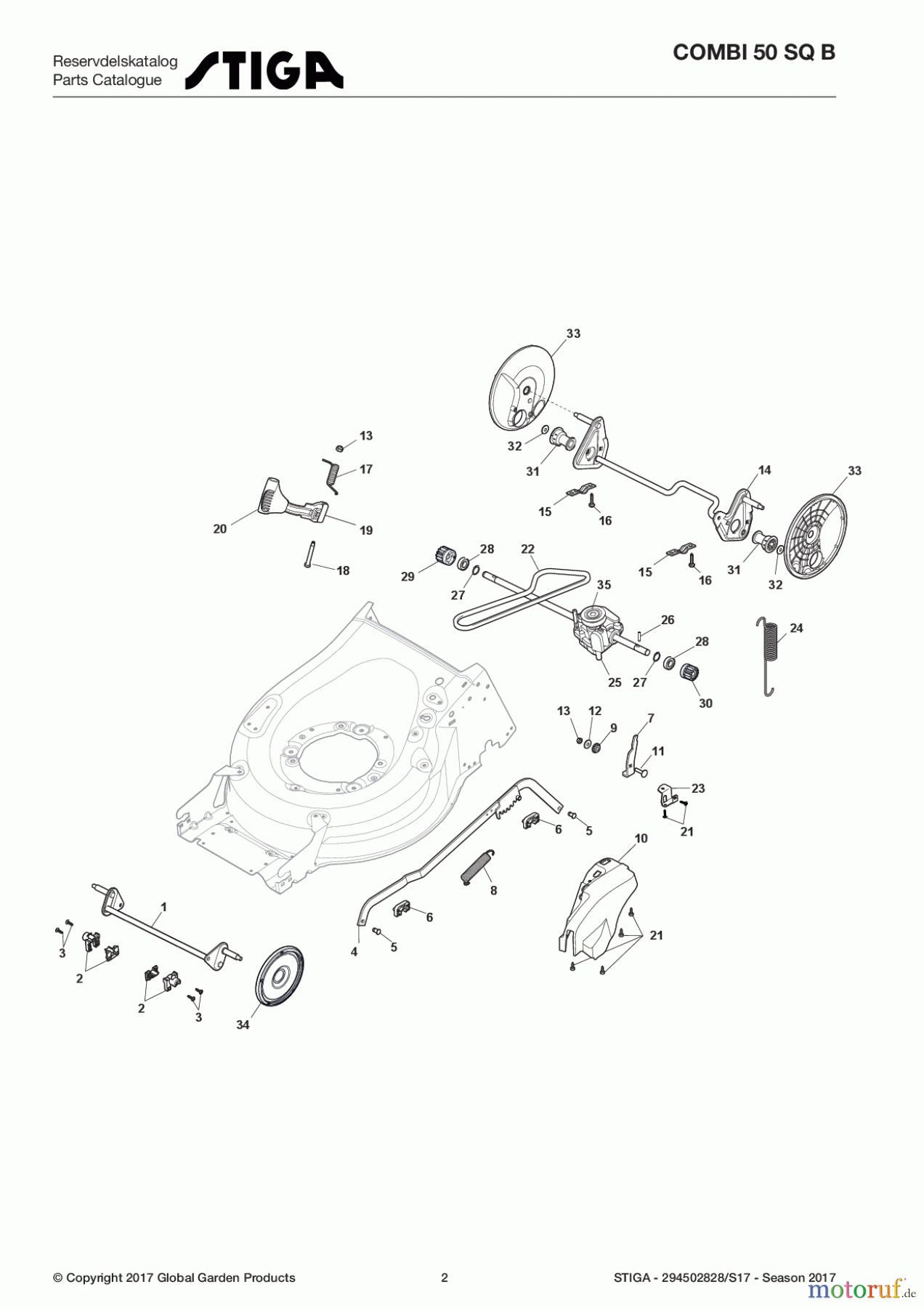  Stiga Rasenmäher Benzin Mit Antrieb 2017 COMBI 50 SQ B 294502828/S17 - Season 2017 Deck And Height Adjusting