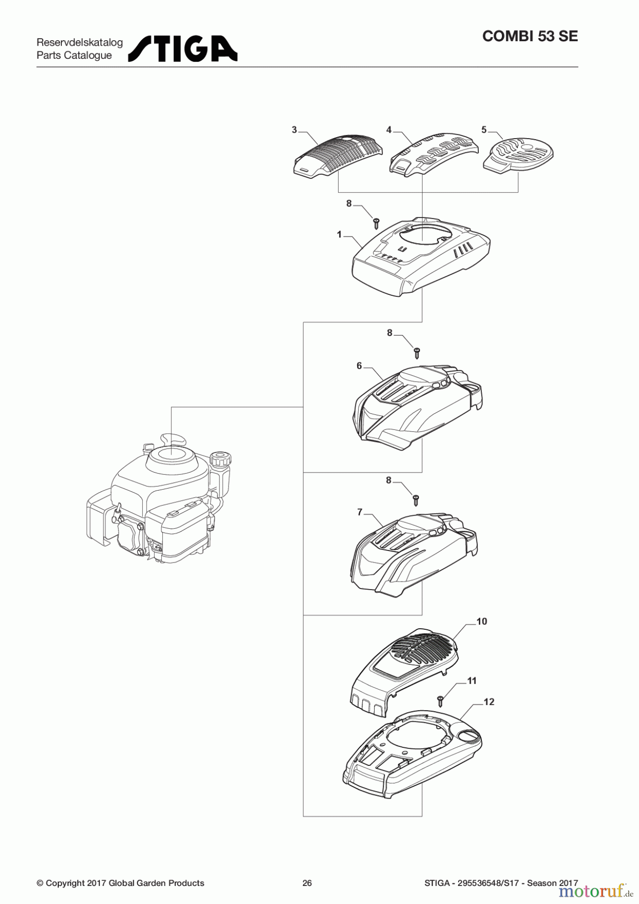  Stiga Rasenmäher Benzin Mit Antrieb 2017 COMBI 53 SE 295536548/S17 - Season 2017 Engine Cover