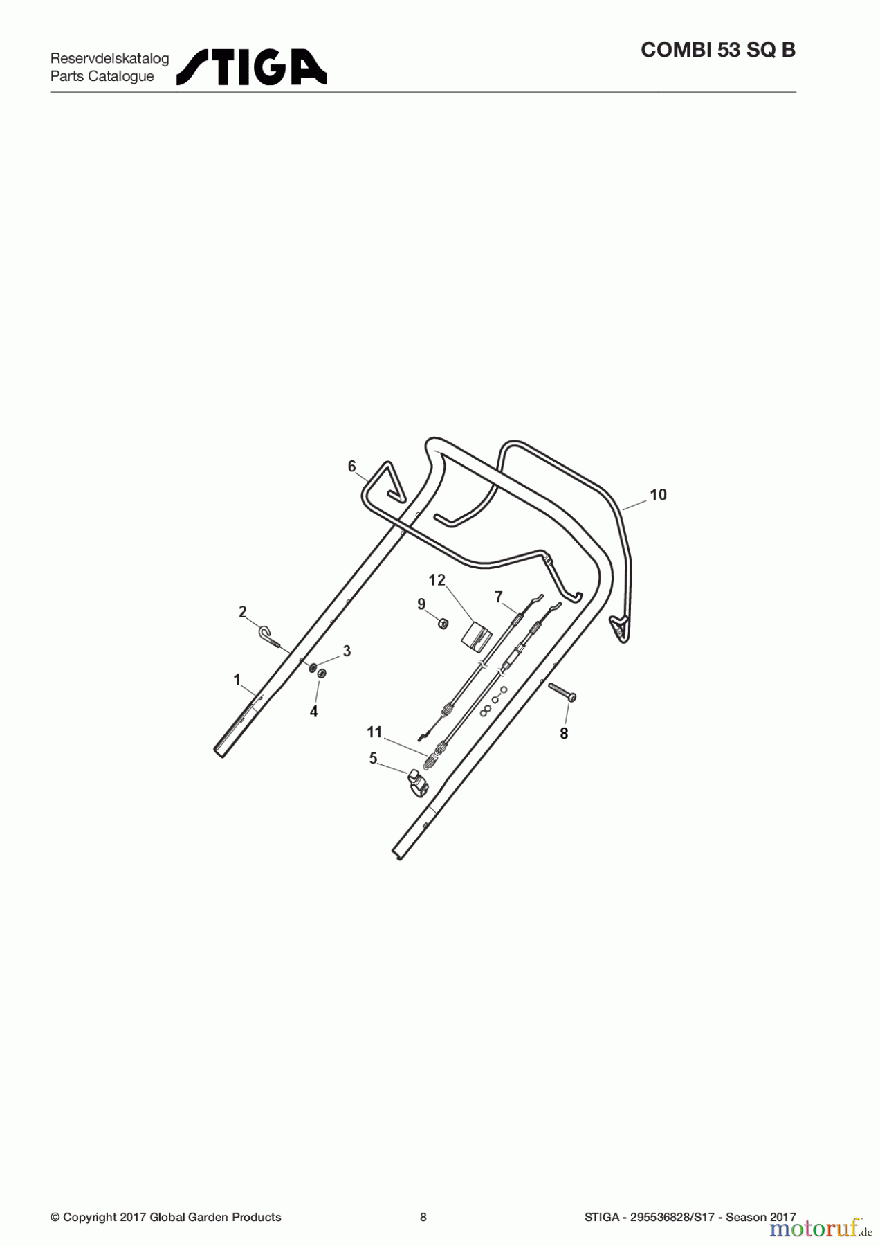  Stiga Rasenmäher Benzin Mit Antrieb 2017 COMBI 53 SQ B 295536828/S17 - Season 2017 Handle, Upper Part