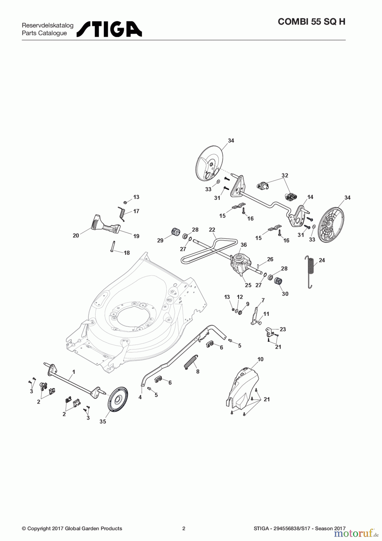  Stiga Rasenmäher Benzin Mit Antrieb 2017 COMBI 55 SQ H 294556838/S17 - Season 2017 Deck And Height Adjusting