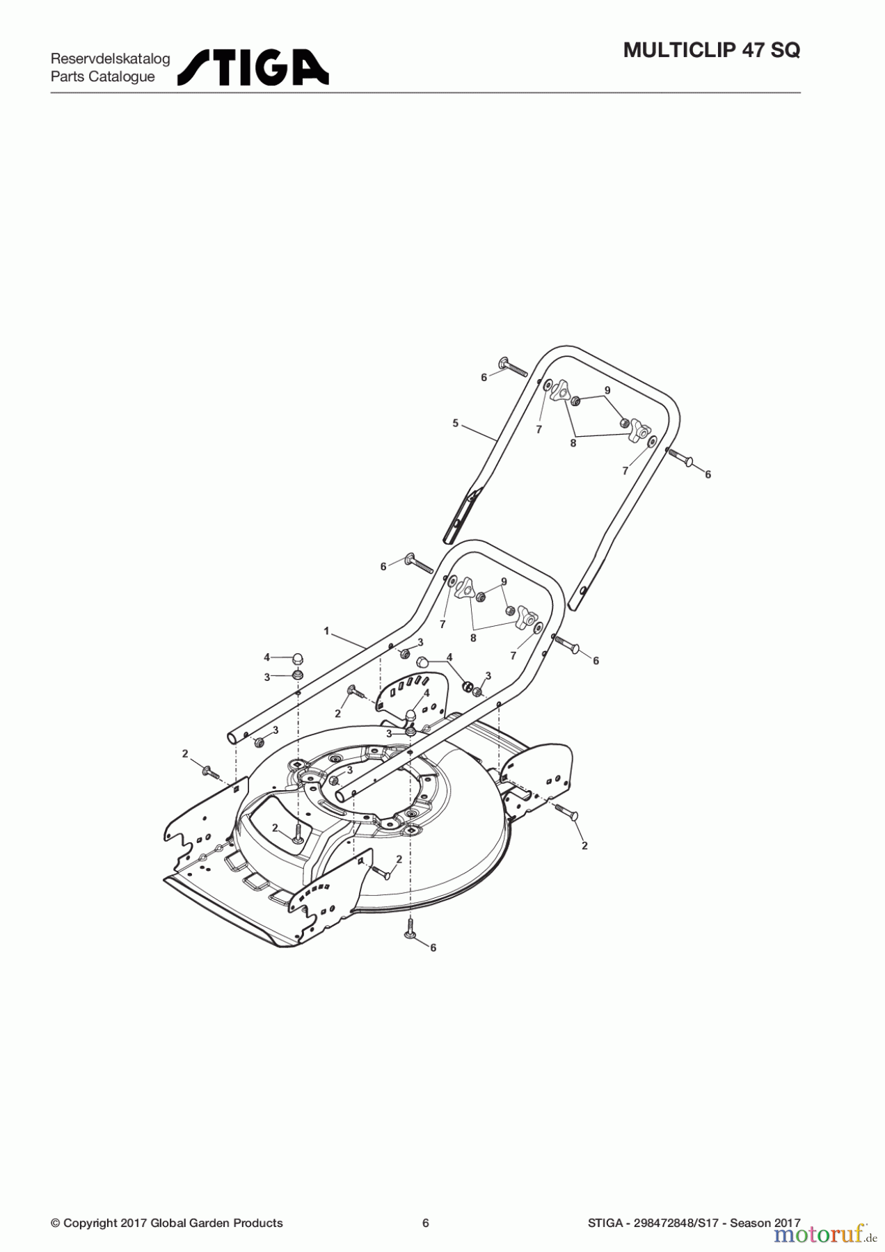  Stiga Rasenmäher Baujahr 2017 Benzin Mit Antrieb 2017 MULTICLIP 47 SQ 298472848/S17 - Season 2017 Handle, Lower Part