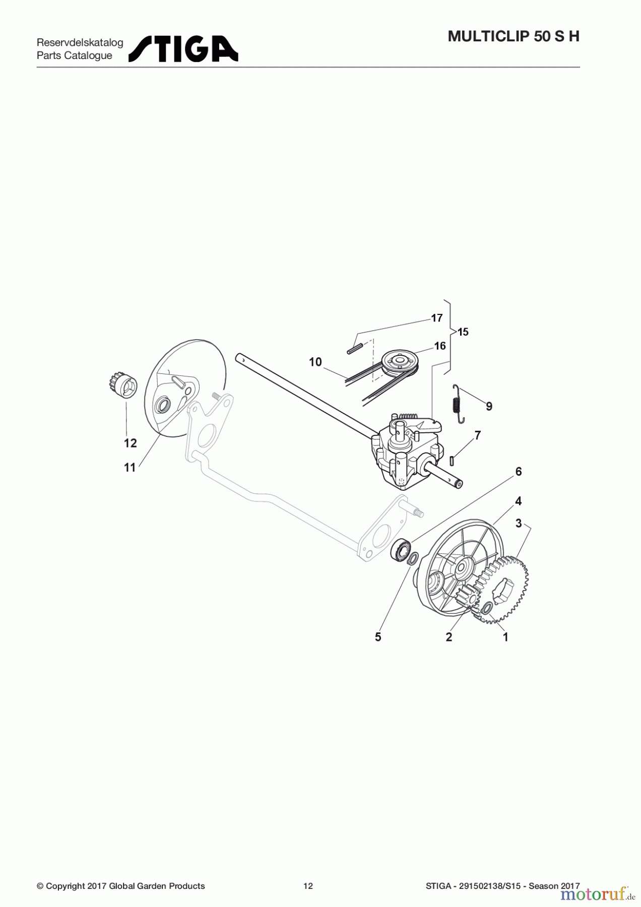  Stiga Rasenmäher Baujahr 2017 Benzin Mit Antrieb 2017 MULTICLIP 50 S H 291502138/S15 - Season 2017 Transmission