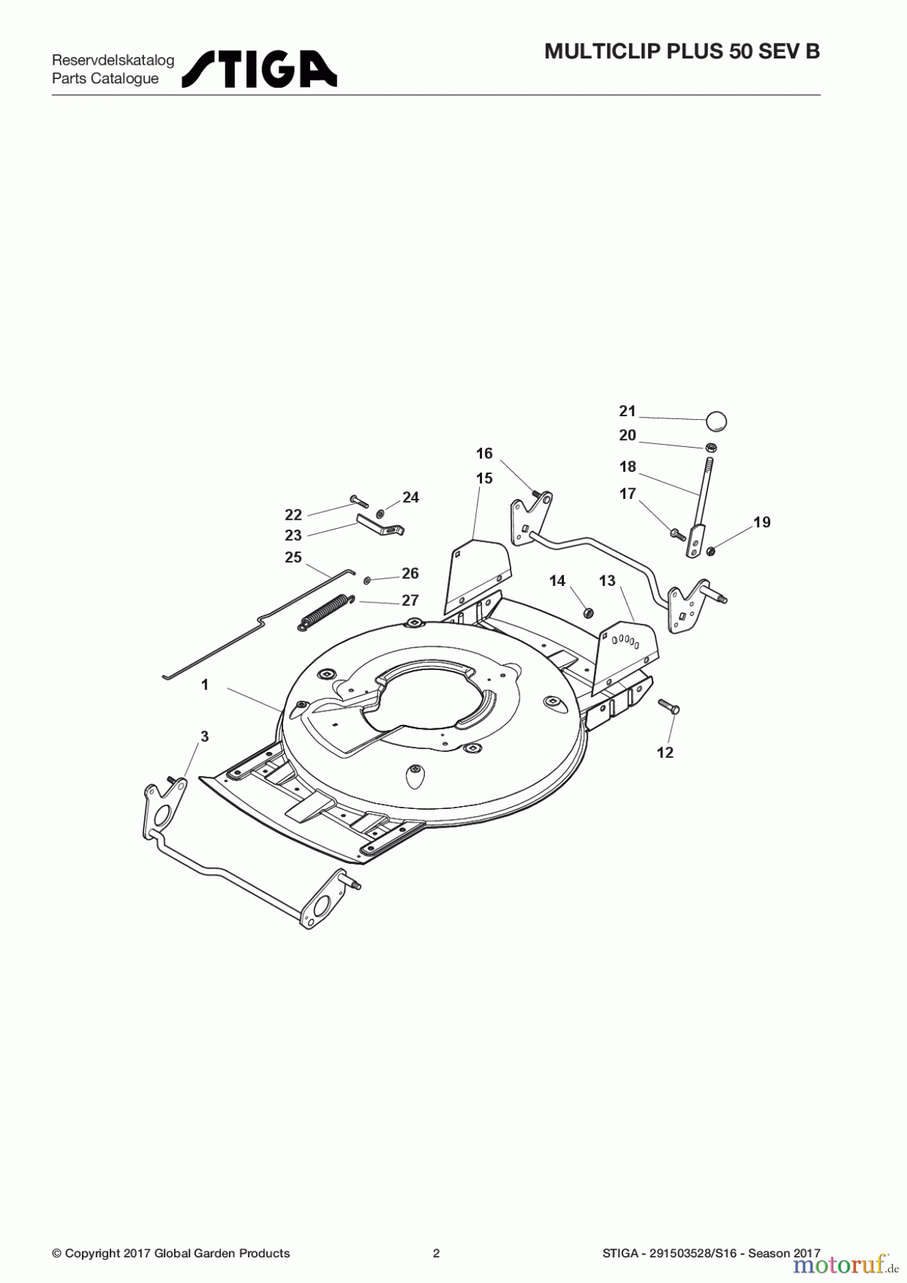  Stiga Rasenmäher Baujahr 2017 Benzin Mit Antrieb 2017 MULTICLIP PLUS 50 SEV B 291503528/S16 - Season 2017 Deck And Height Adjusting