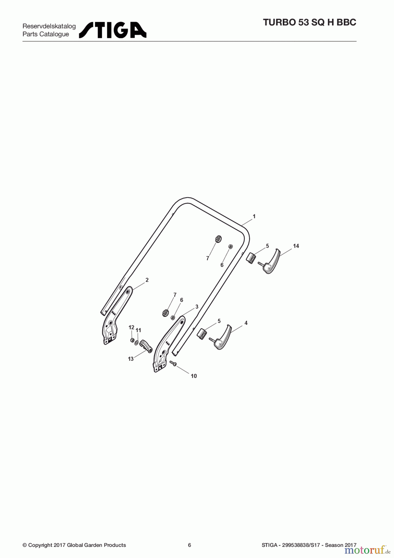  Stiga Rasenmäher Benzin Mit Antrieb 2017 TURBO 53 SQ H BBC 299538838/S17 - Season 2017 Handle, Lower Part