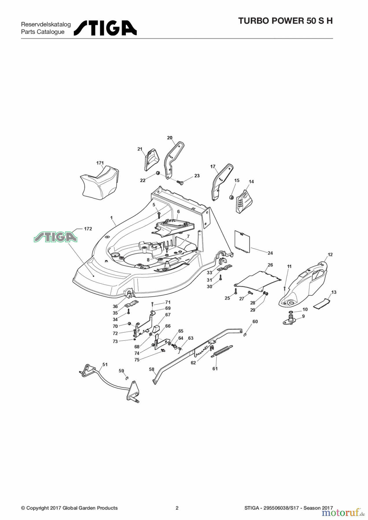  Stiga Rasenmäher Benzin Mit Antrieb 2017 TURBO POWER 50 S H 295506038/S17 - Season 2017 Deck And Height Adjusting