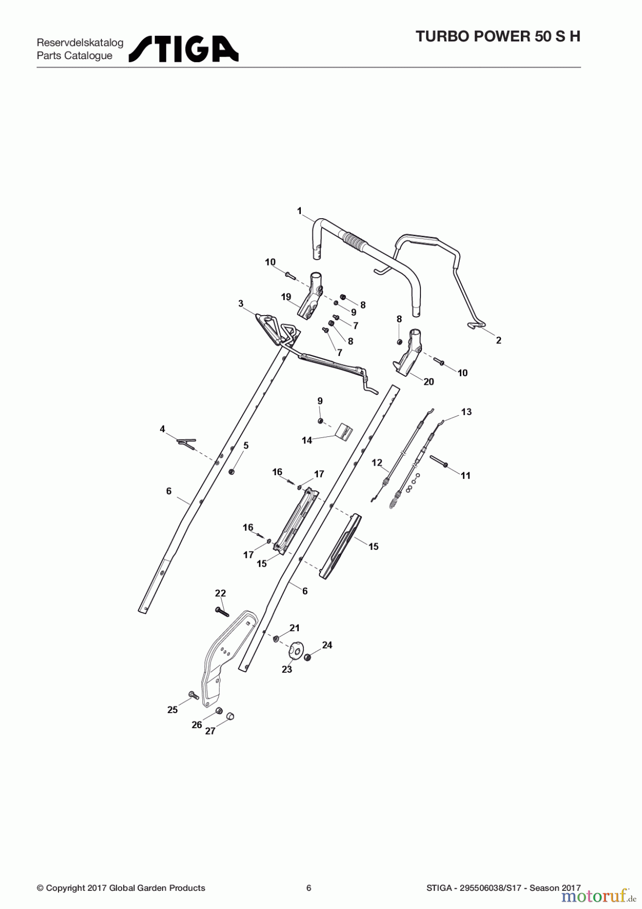  Stiga Rasenmäher Benzin Mit Antrieb 2017 TURBO POWER 50 S H 295506038/S17 - Season 2017 Handle, Upper Part