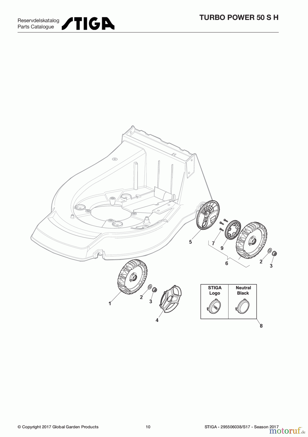  Stiga Rasenmäher Benzin Mit Antrieb 2017 TURBO POWER 50 S H 295506038/S17 - Season 2017 Wheel and Hub Cap