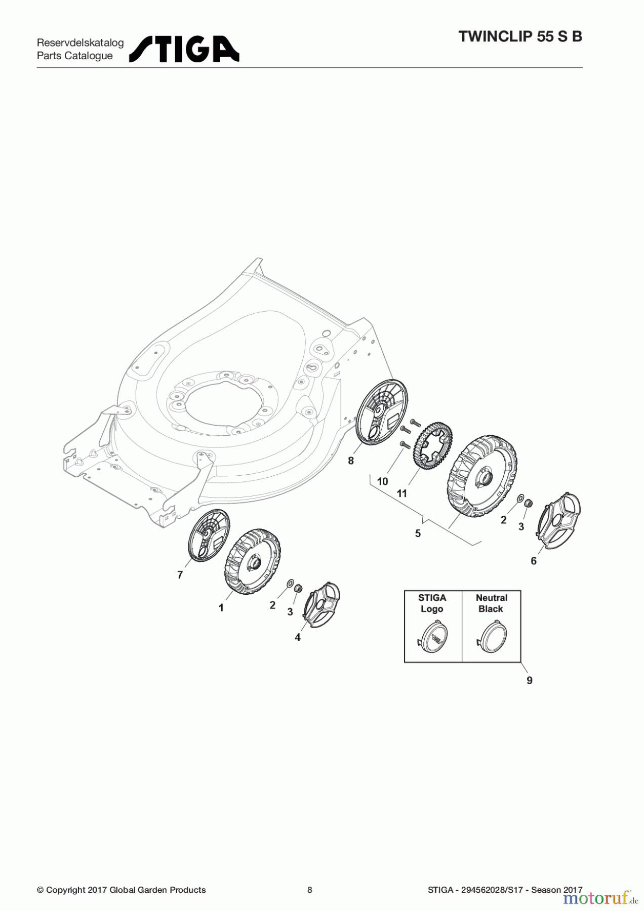  Stiga Rasenmäher Benzin Mit Antrieb 2017 TWINCLIP 55 S B 294562028/S17 - Season 2017 Wheel and Hub Cap