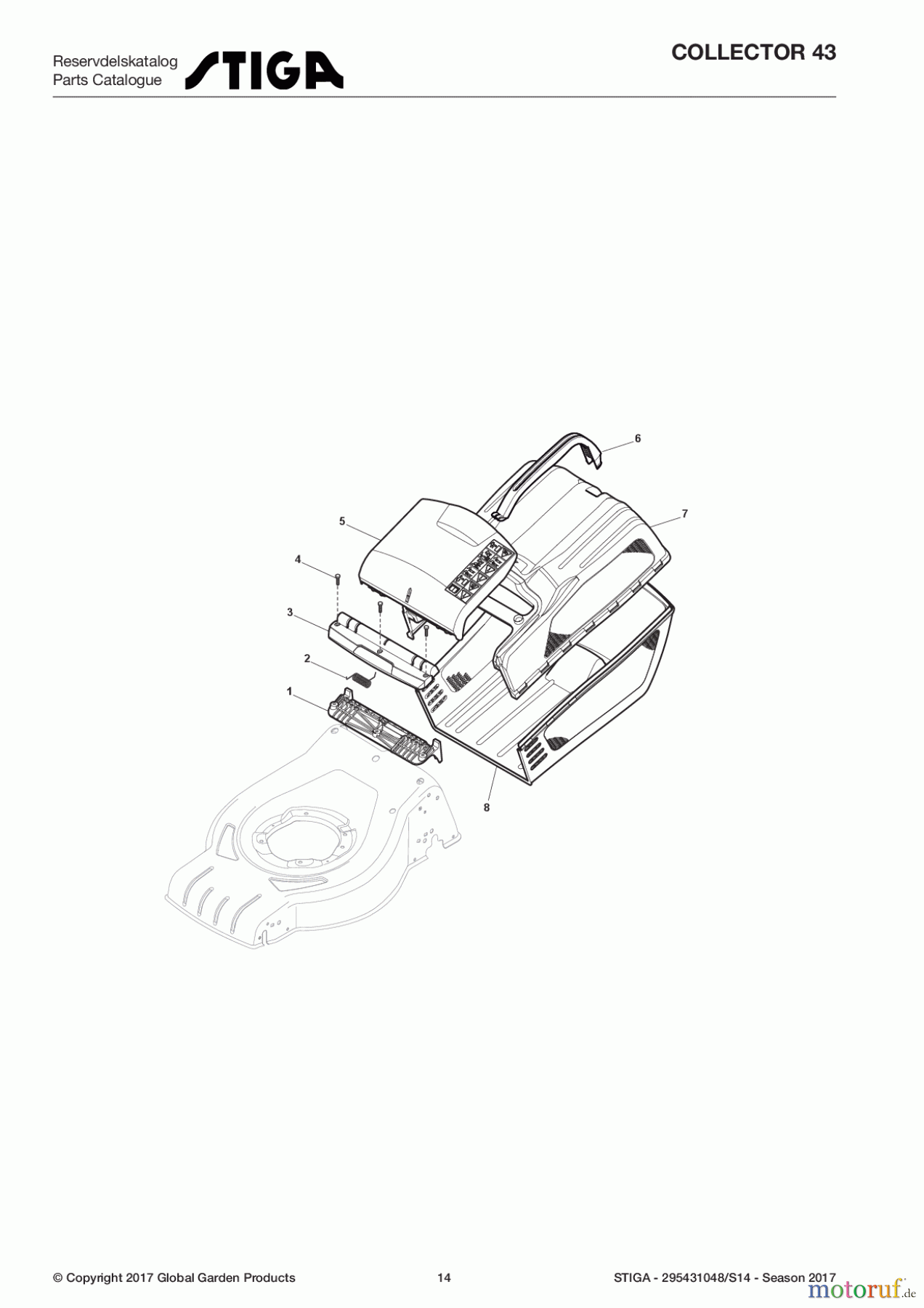  Stiga Rasenmäher Baujahr 2017 Benzin Ohne Antrieb 2017 COLLECTOR 43 295431048/S14 - Season 2017 Grass-Catcher