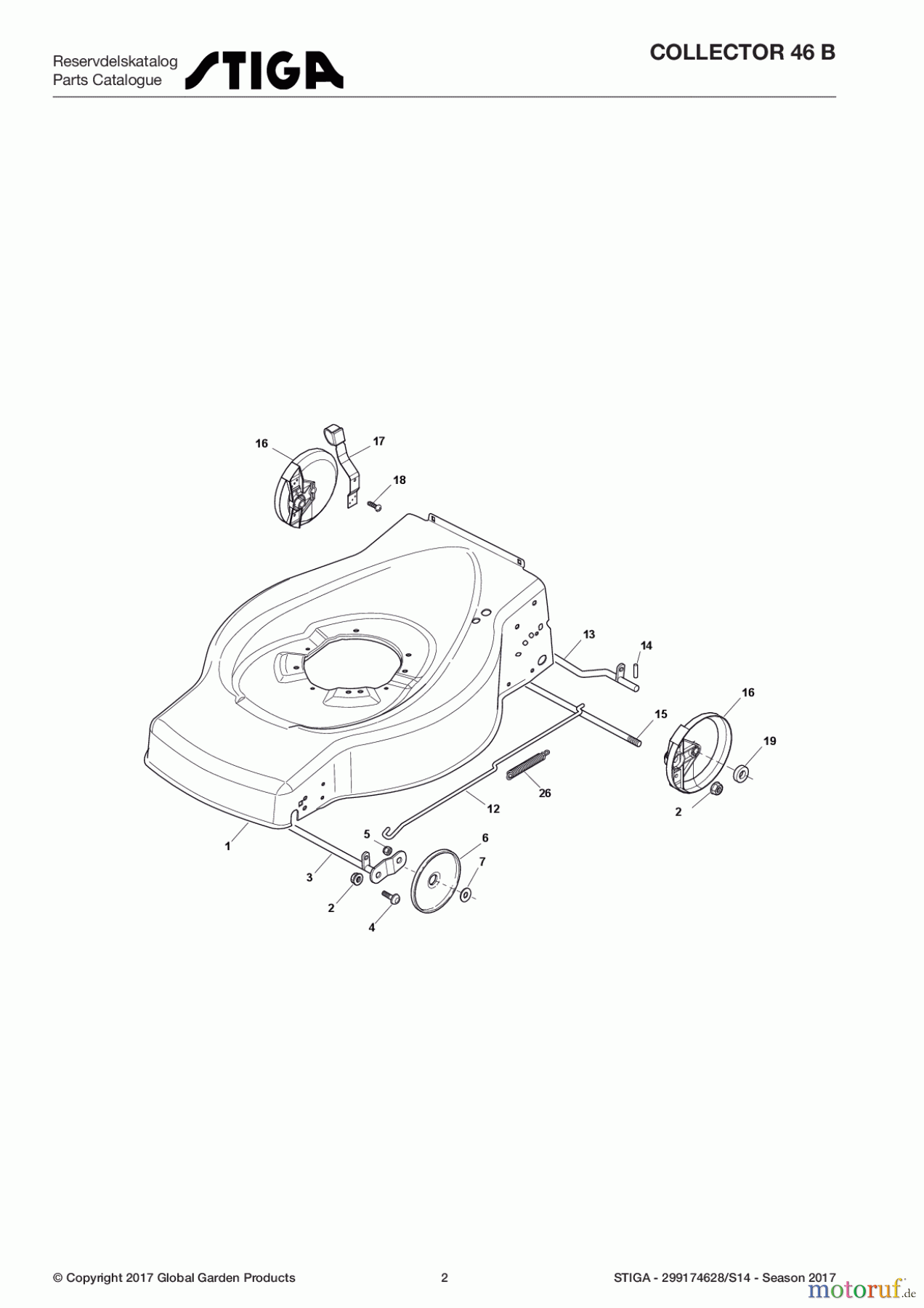  Stiga Rasenmäher Benzin Ohne Antrieb 2017 COLLECTOR 46 B 299174628/S14 - Season 2017 Deck And Height Adjusting