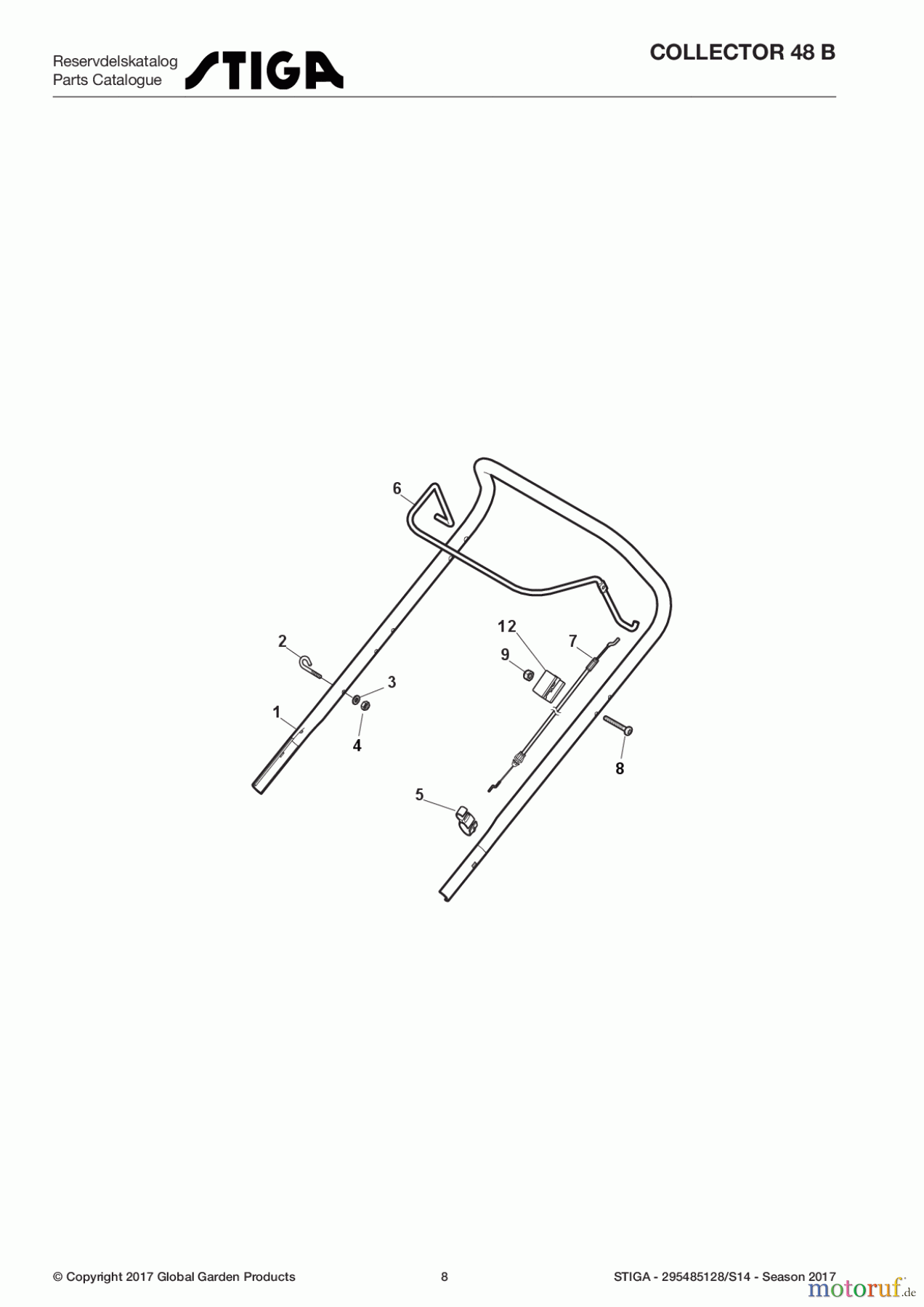  Stiga Rasenmäher Benzin Ohne Antrieb 2017 COLLECTOR 48 B 295485128/S14 - Season 2017 Handle, Upper Part