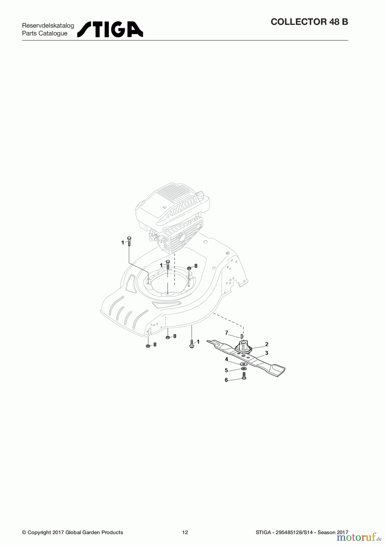  Stiga Rasenmäher Baujahr 2017 Benzin Ohne Antrieb 2017 COLLECTOR 48 B 295485128/S14 - Season 2017 Blade