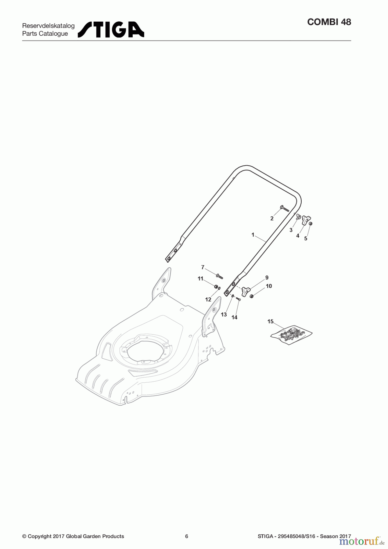  Stiga Rasenmäher Baujahr 2017 Benzin Ohne Antrieb 2017 COMBI 48 295485048/S16 - Season 2017 Handle, Lower Part