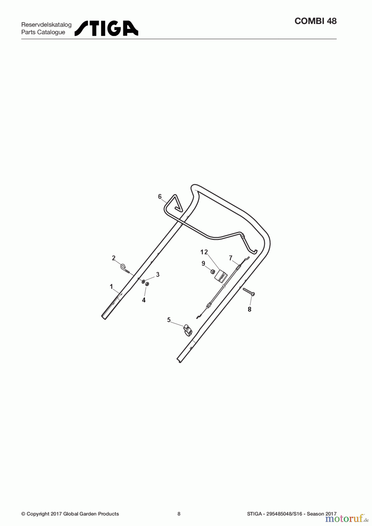  Stiga Rasenmäher Benzin Ohne Antrieb 2017 COMBI 48 295485048/S16 - Season 2017 Handle, Upper Part