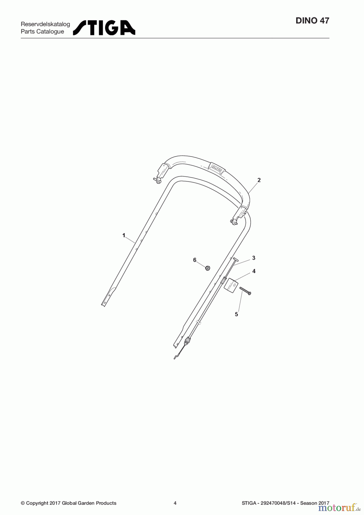  Stiga Rasenmäher Benzin Ohne Antrieb 2017 DINO 47 292470048/S14 - Season 2017 Handle, Upper Part