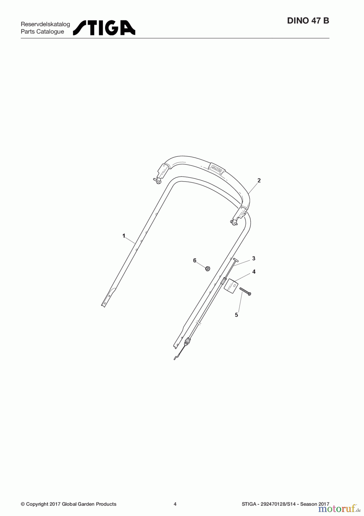  Stiga Rasenmäher Benzin Ohne Antrieb 2017 DINO 47 B 292470128/S14 - Season 2017 Handle, Upper Part