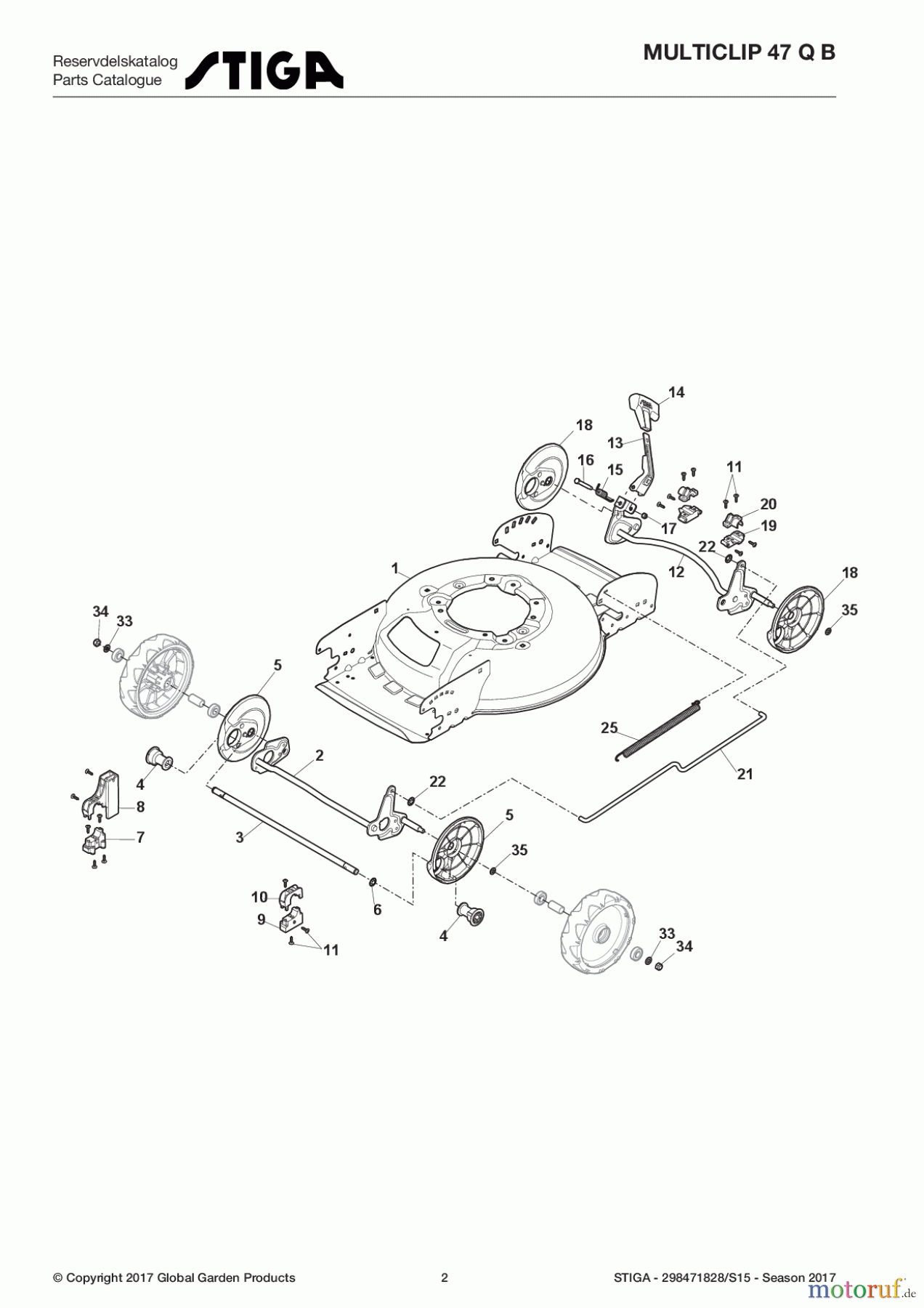  Stiga Rasenmäher Benzin Ohne Antrieb 2017 MULTICLIP 47 Q B 298471828/S15 - Season 2017 Deck And Height Adjusting