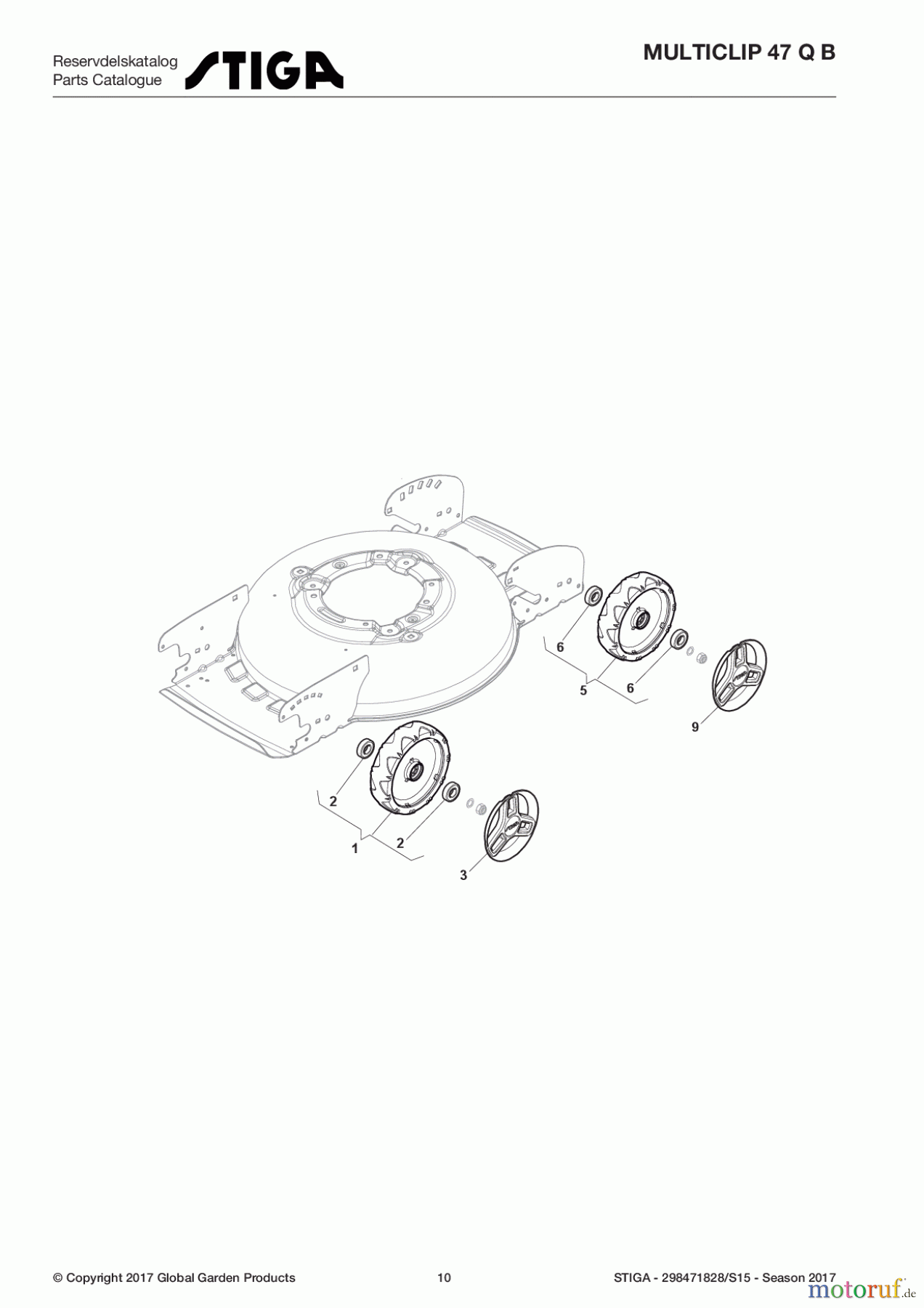  Stiga Rasenmäher Baujahr 2017 Benzin Ohne Antrieb 2017 MULTICLIP 47 Q B 298471828/S15 - Season 2017 Wheels and Hub Caps