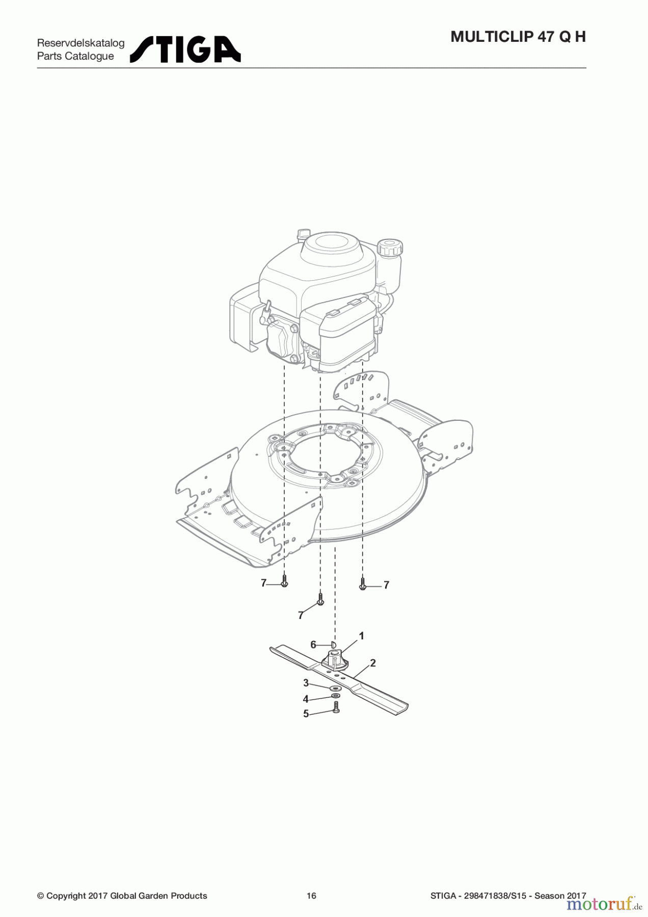  Stiga Rasenmäher Benzin Ohne Antrieb 2017 MULTICLIP 47 Q H 298471838/S15 - Season 2017 Blade