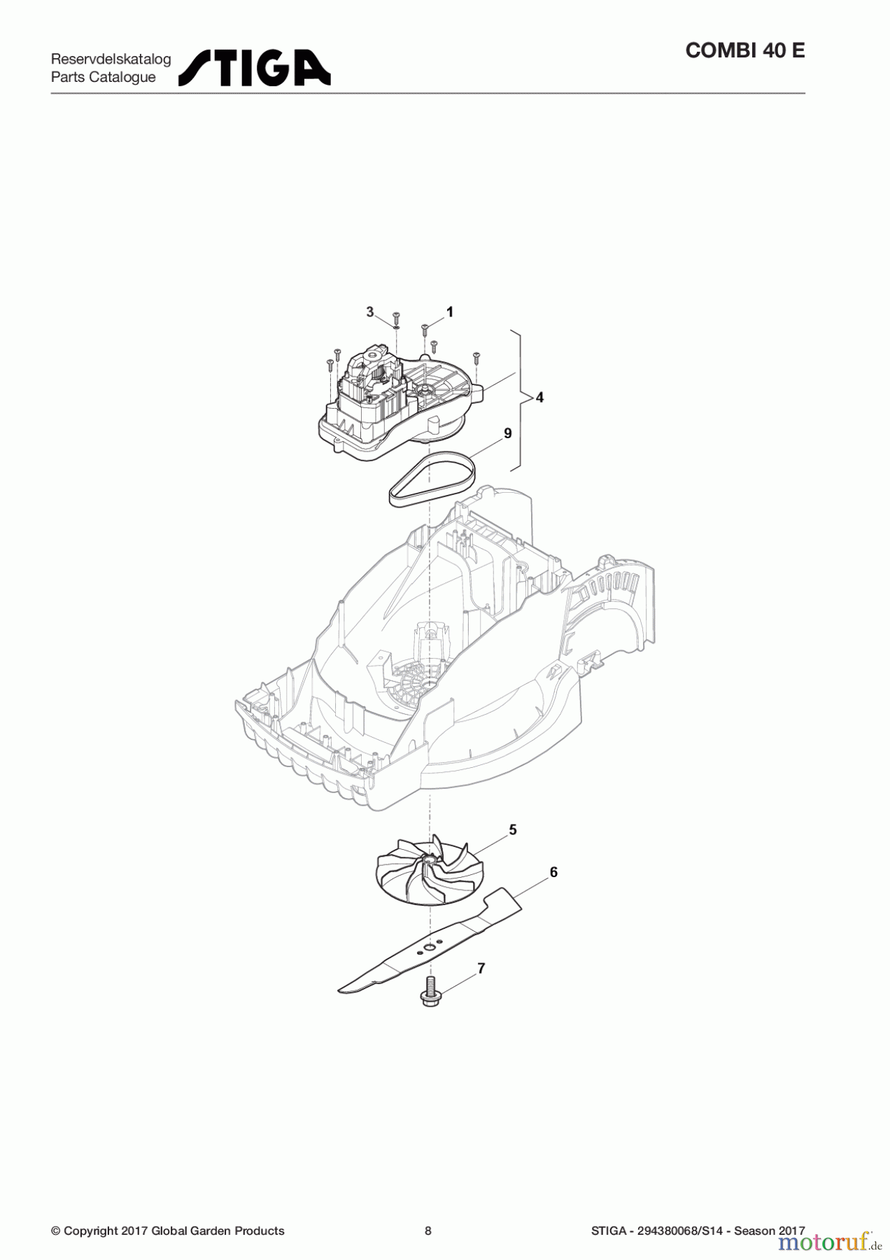  Stiga Rasenmäher Baujahr 2017 Elektro ohne Antrieb 2017 COMBI 40 E 294380068/S14 - Season 2017 Electric Motor/Blade