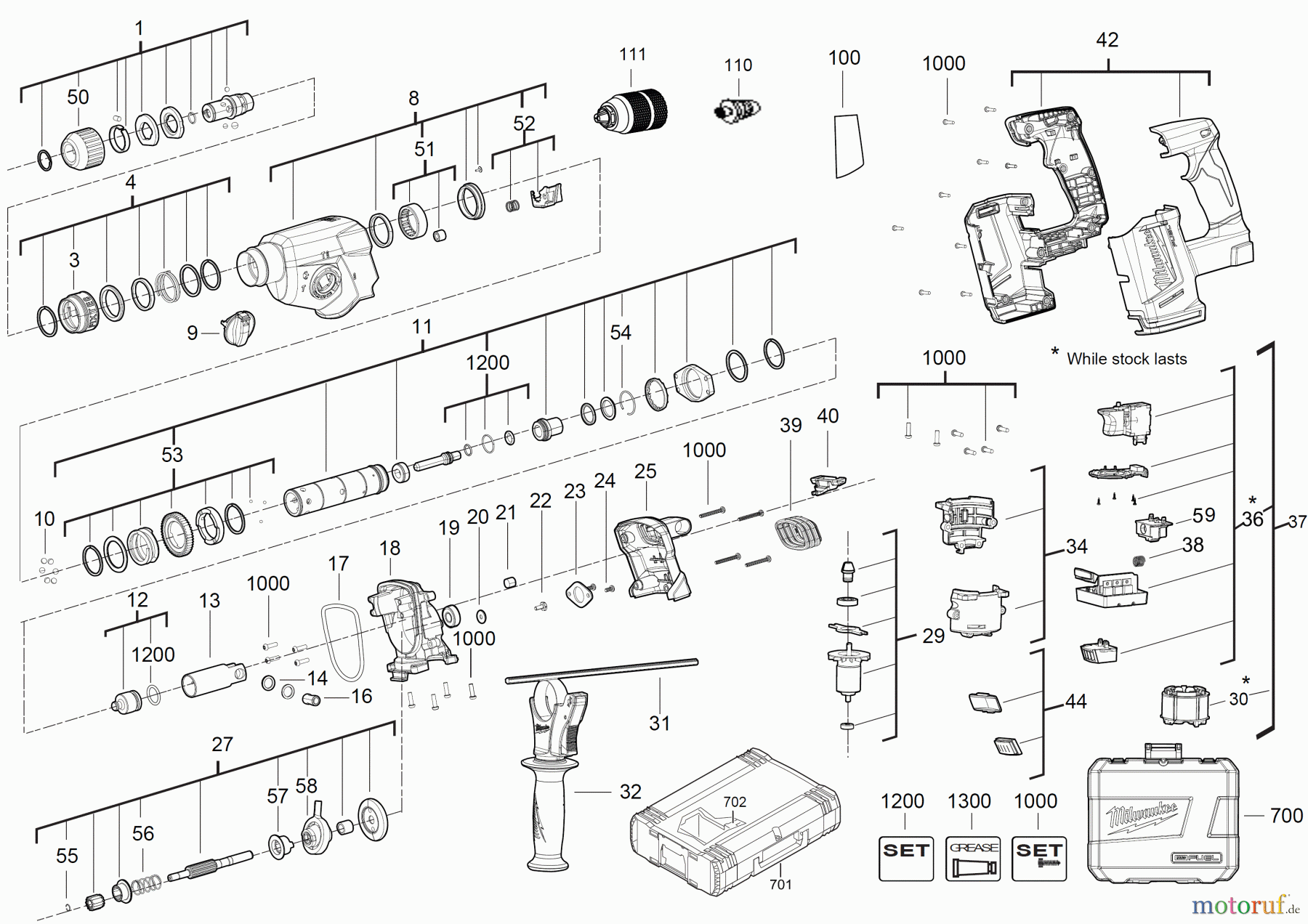  Milwaukee Akku-Geräte Bohren und Meißeln SDS-PLUS M18 CHX SDS+ AKKU-KOMBIHAMMER