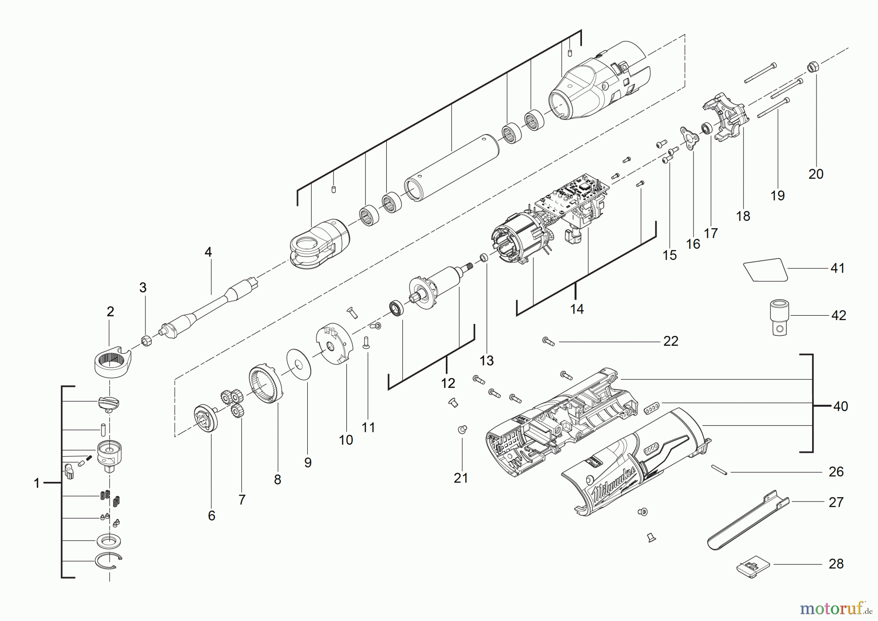  Milwaukee Akku-Geräte Befestigen RATSCHEN M12 FIR14LR AKKU-RATSCHE 1/4˝ LANG Seite 1