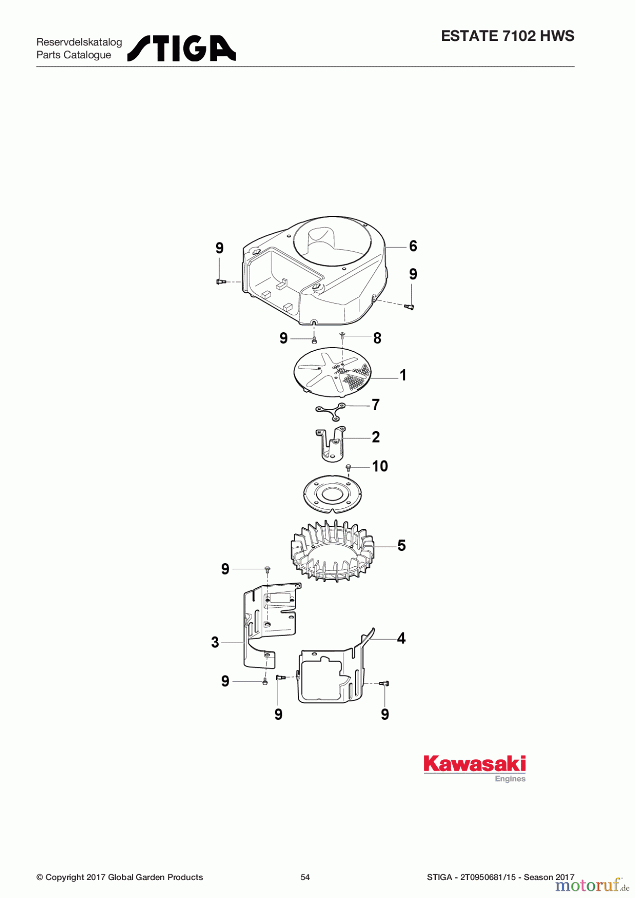  Stiga Rasentraktoren Estate, Tornado tractors 102 cm Sammelfunktion Baujahr 2017 ESTATE 7102 HWS 2T0950681/15 - Season 2017 Cooling-Equipment